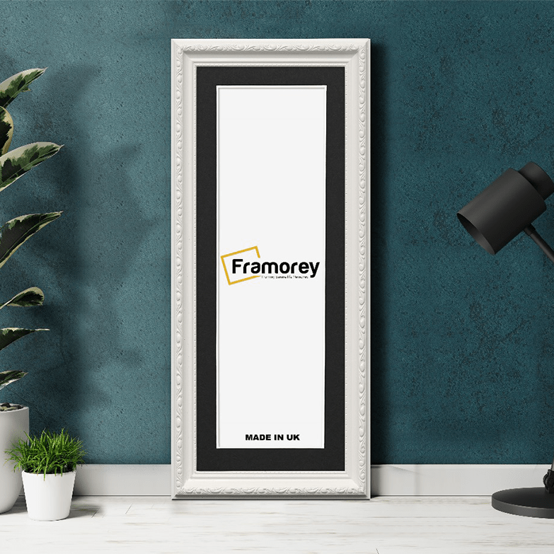 Panoramic Size White Picture Frame Shabby Wall Frames With Black Mount