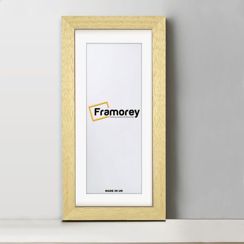 Panoramic Natural Solid Wood Pictures Frames With White Mount