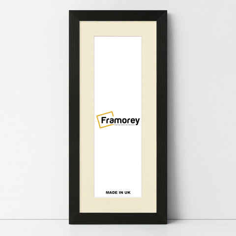 Flat Panoramic Black Photo Frame Wall Art Poster Frame With Ivory Mount