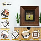 Square Walnut Wooden Picture Frame Big Step Style with Black Mount