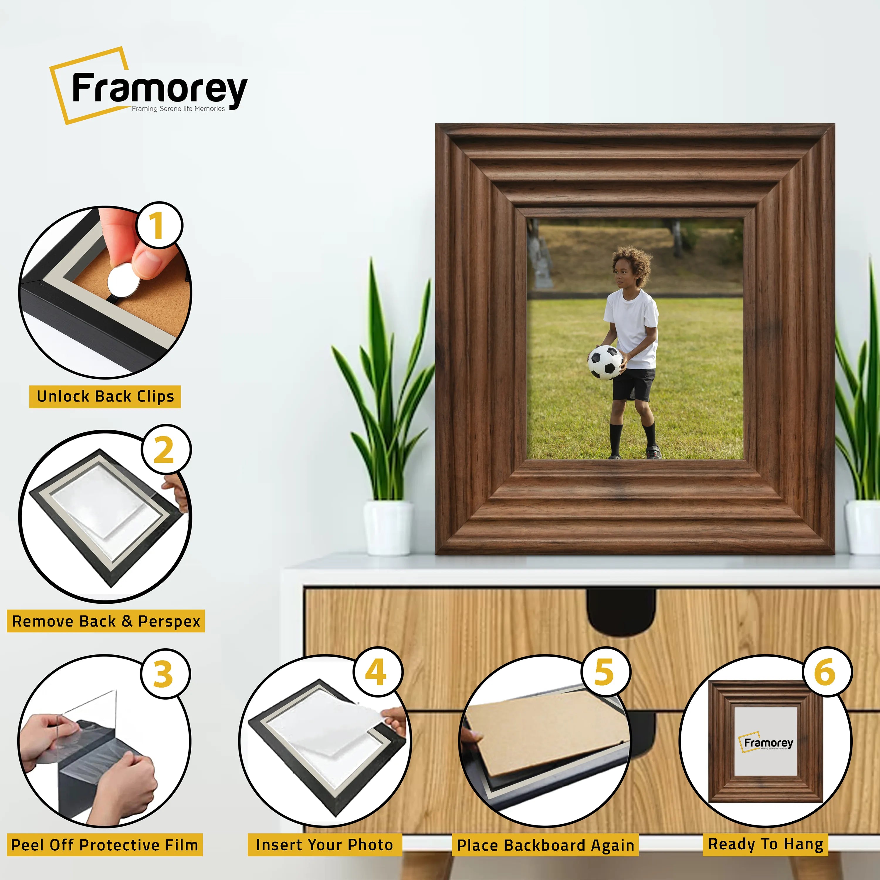 Square Size Walnut Wooden Picture Frames Big Step Style