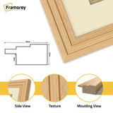 Step Style Square Size Oak Picture Frame With Ivory Mount