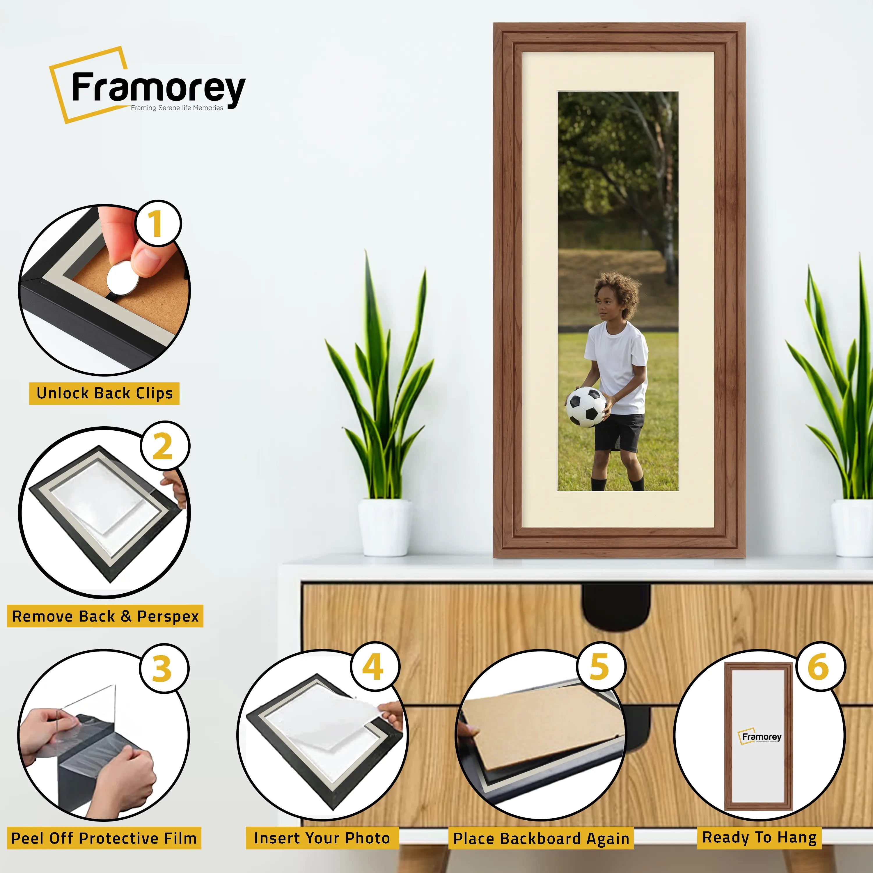 Panoramic Step Style Walnut Photo Frame With Ivory  Mount