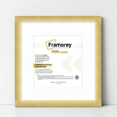 Square Picture Frame Gold Glitter Sparkle Photo Frames With White Mount