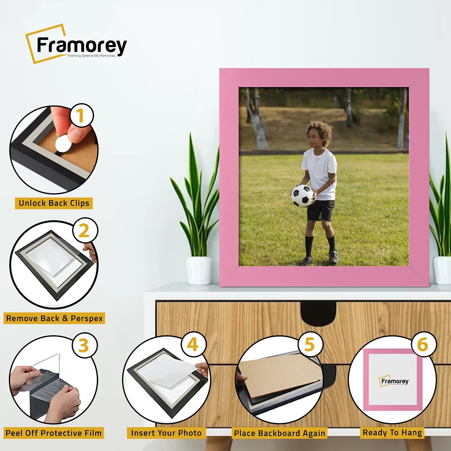 Square Size Pink Picture Frame Wall Decor Frames