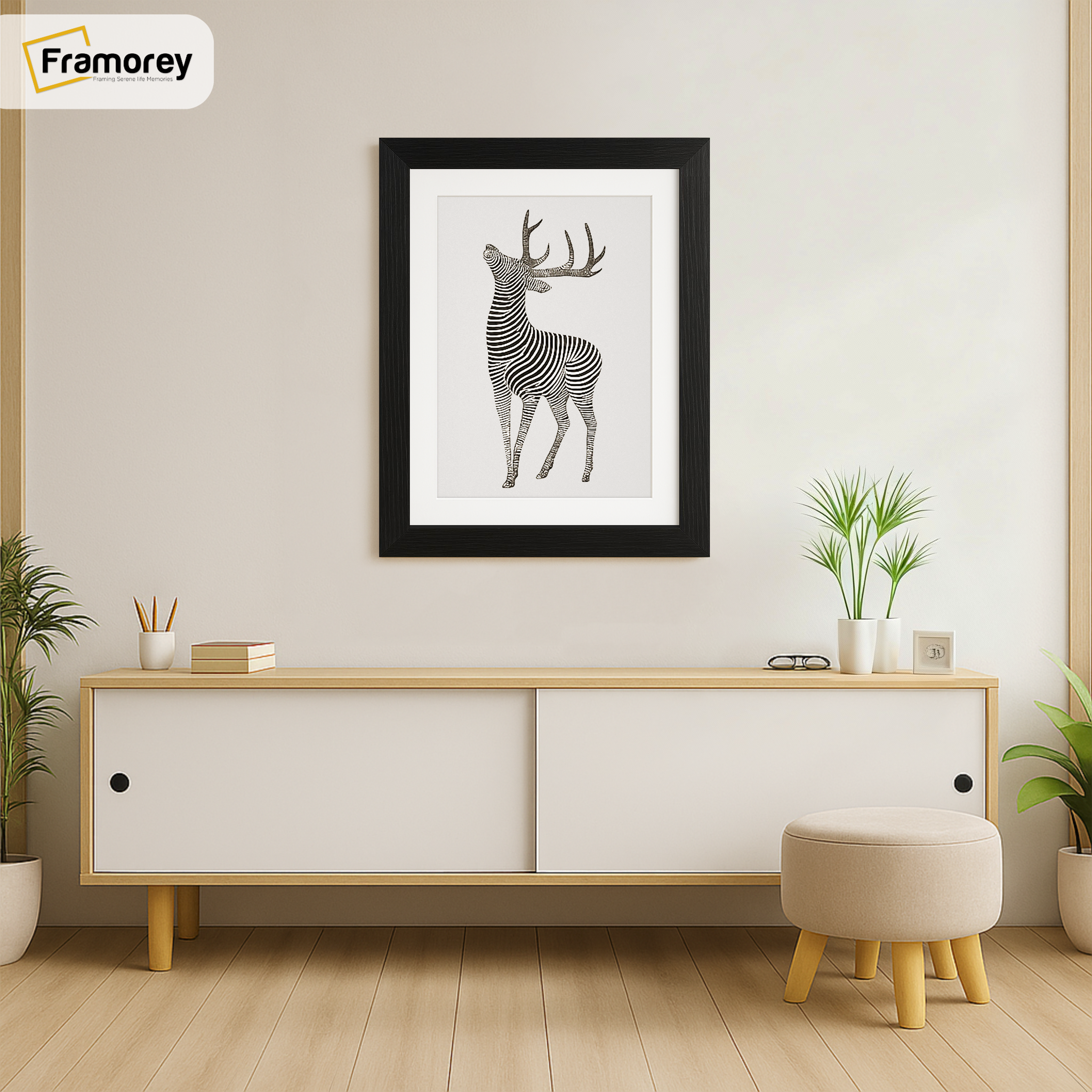 Thin Ash Black Picture Frame With White Mount