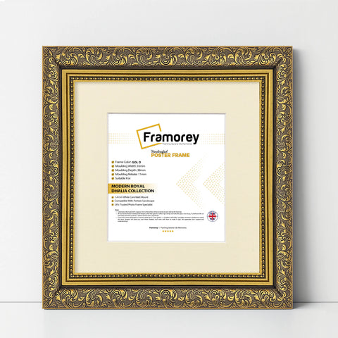 Square Size Photo Frames Gold Picture Frame Dahlia Wall Art Frame With Ivory Mount