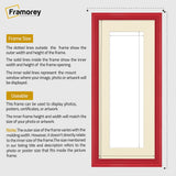 Antique Style Panoramic  Size Red Picture Frame with Ivory Mount