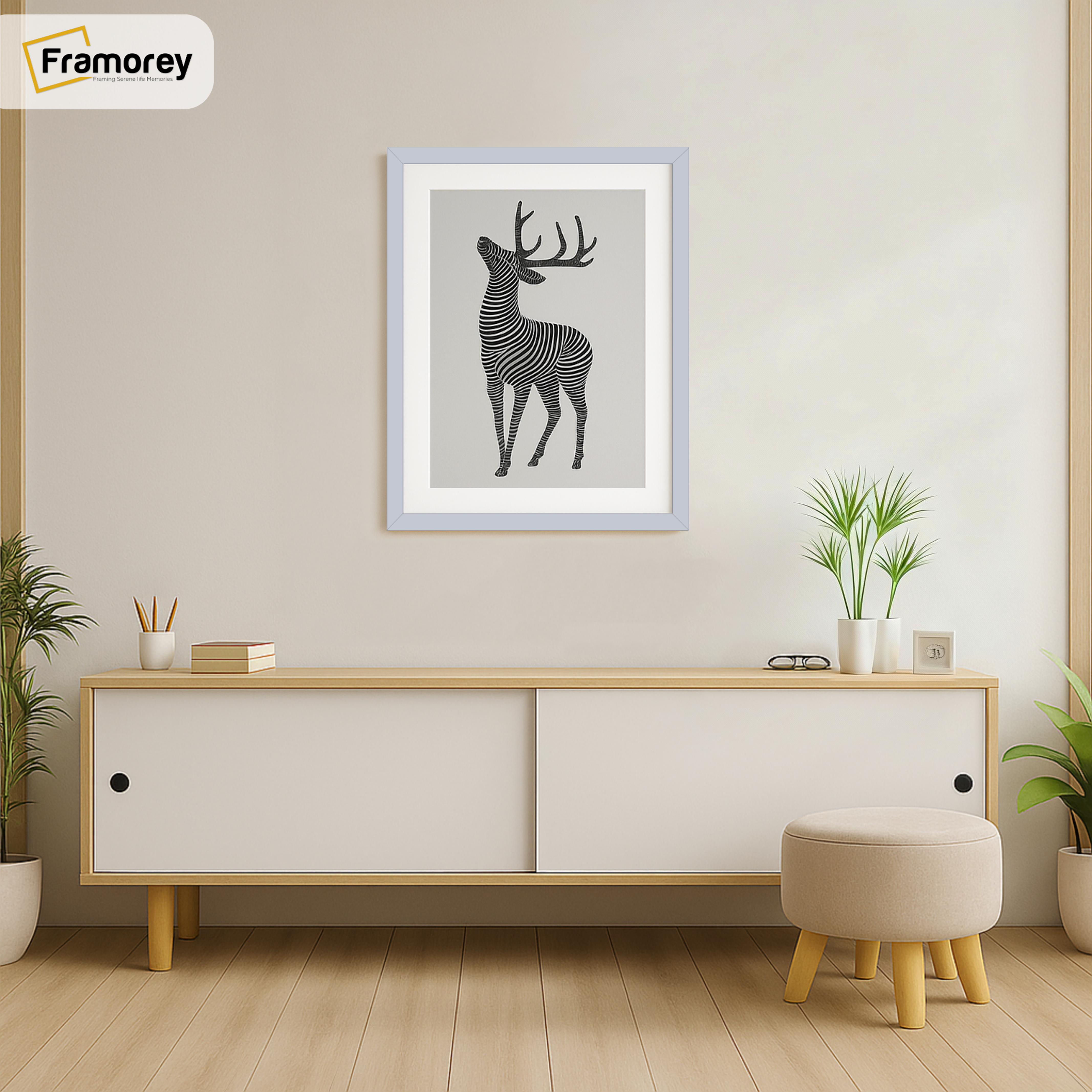 Thin Matt Light Grey Picture Frames with White Mount