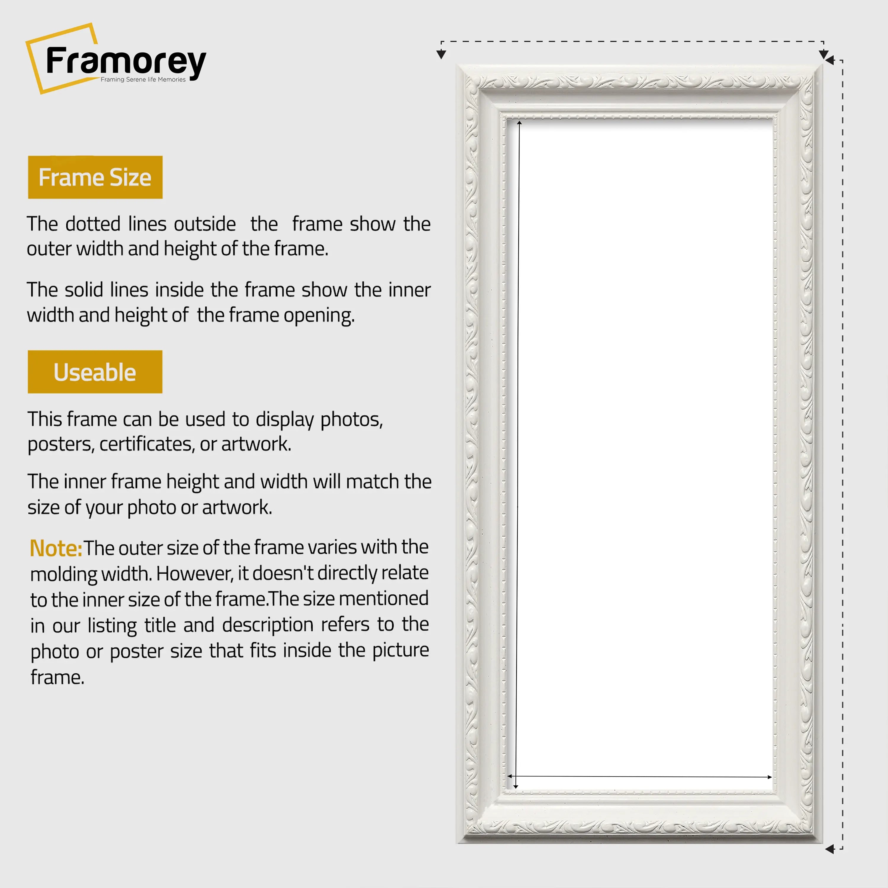 Shabby Chic Effect Panoramic Style White Photo Frame Picture Frame