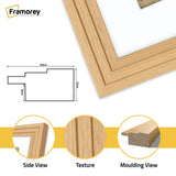 Step Style Square Size Oak Picture Frame With White Mount