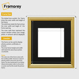 Antique Style Square Size Gold Picture Frame with Black Mount
