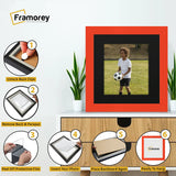 Square Size Red Picture Frame With Black Mount