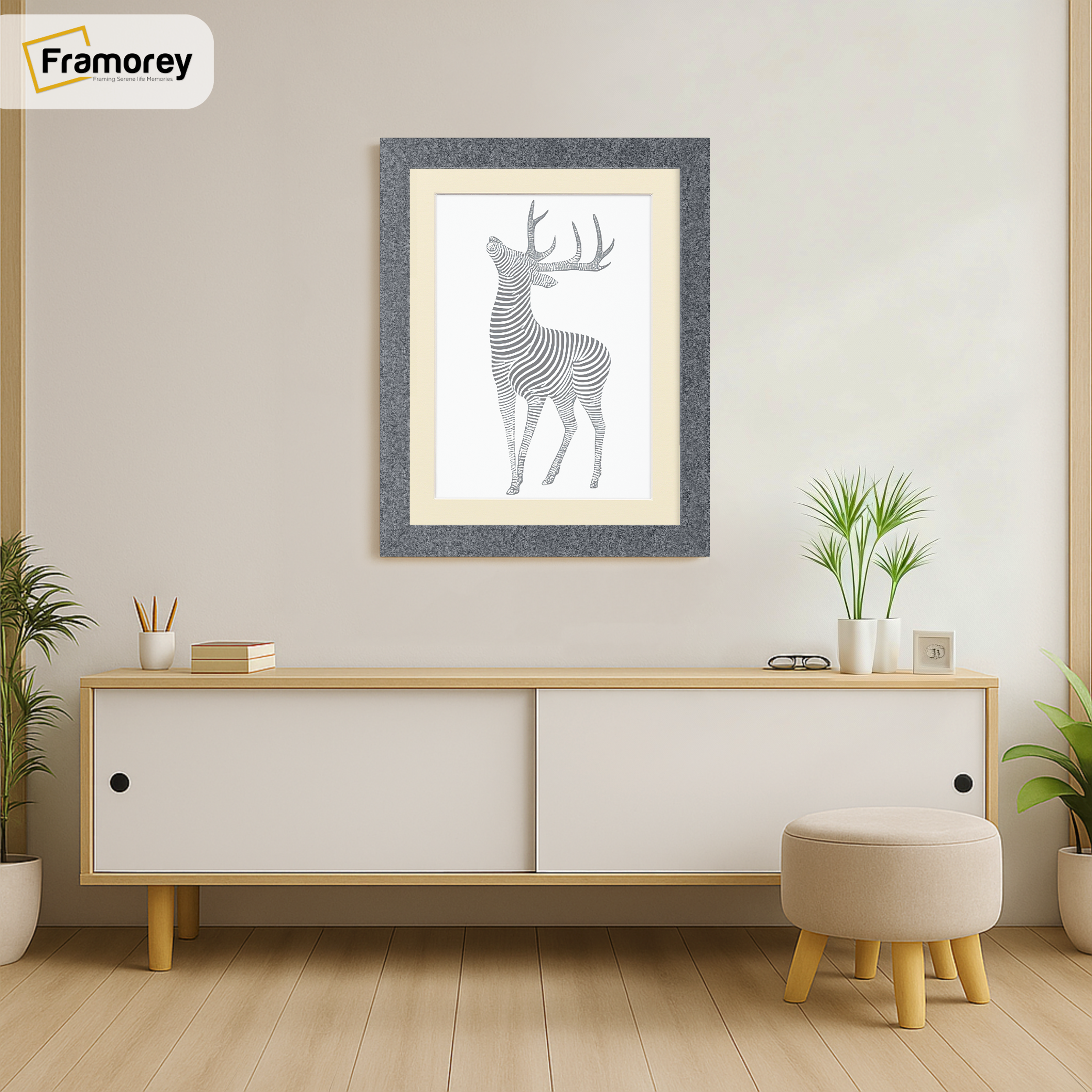 Dark Grey Picture Frame With Ivory Mount