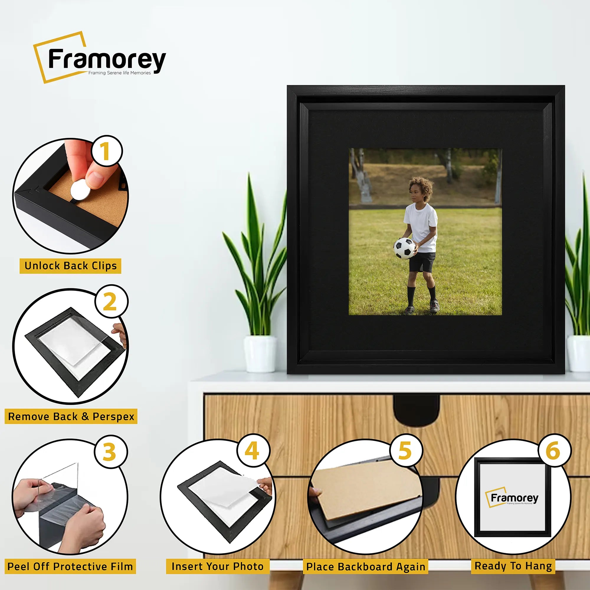 Square Size Black Oslo Photo Frames Wall Art Frames With Black Mount