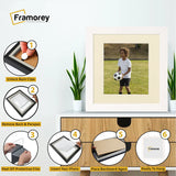 Square Size White Picture Frame With Ivory Mount