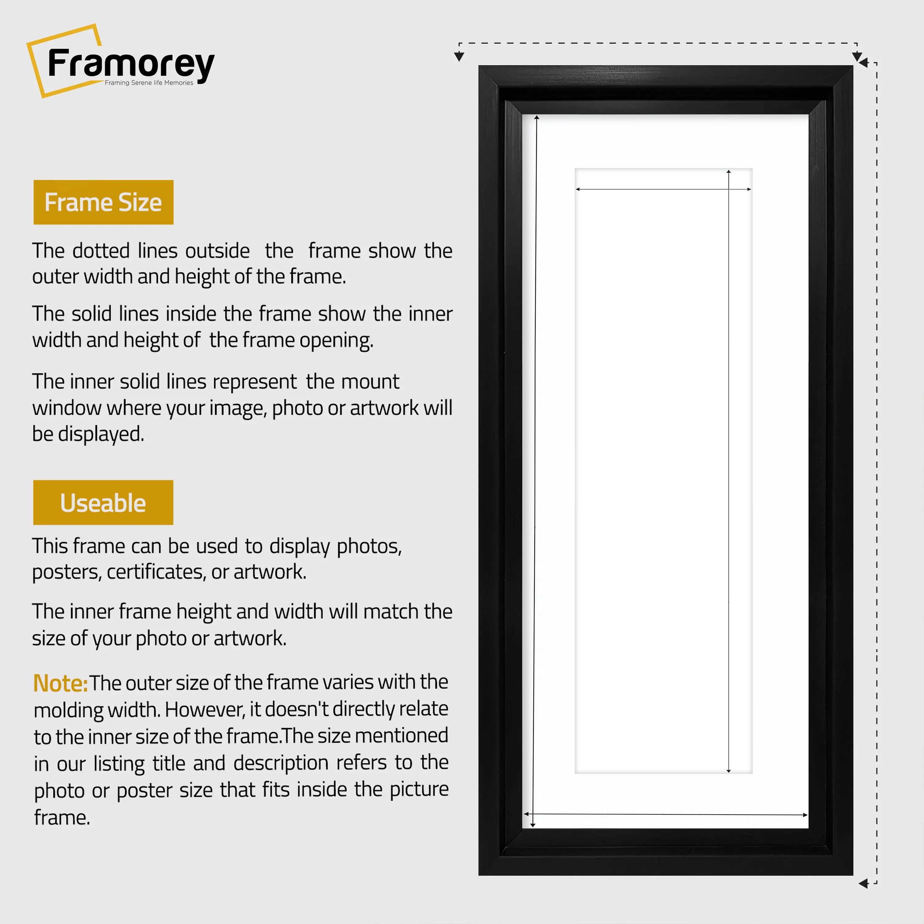 Panorama Style Black Oslo Picture Frames With White Mount