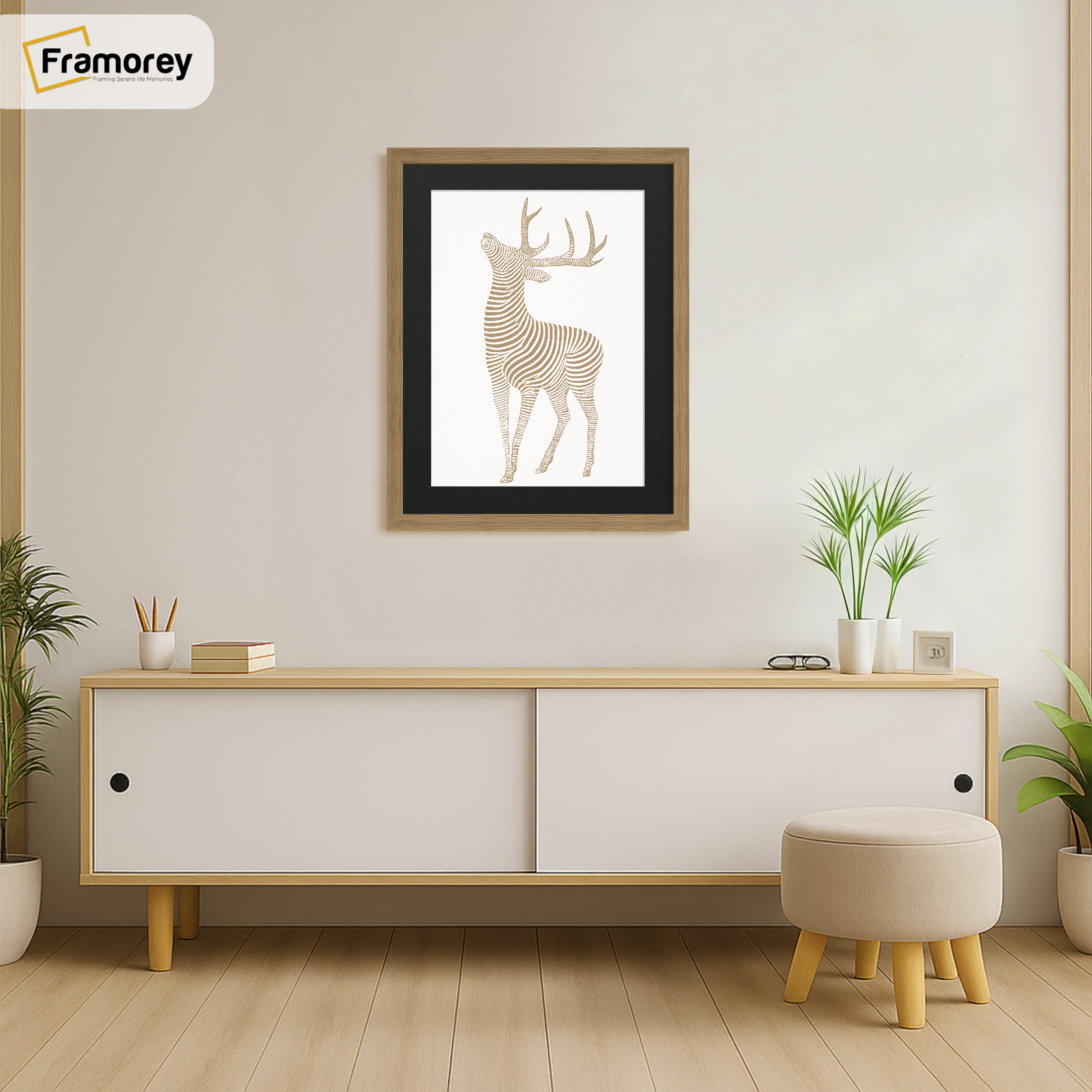 Thin Matt Oak Picture Frames with Black Mount