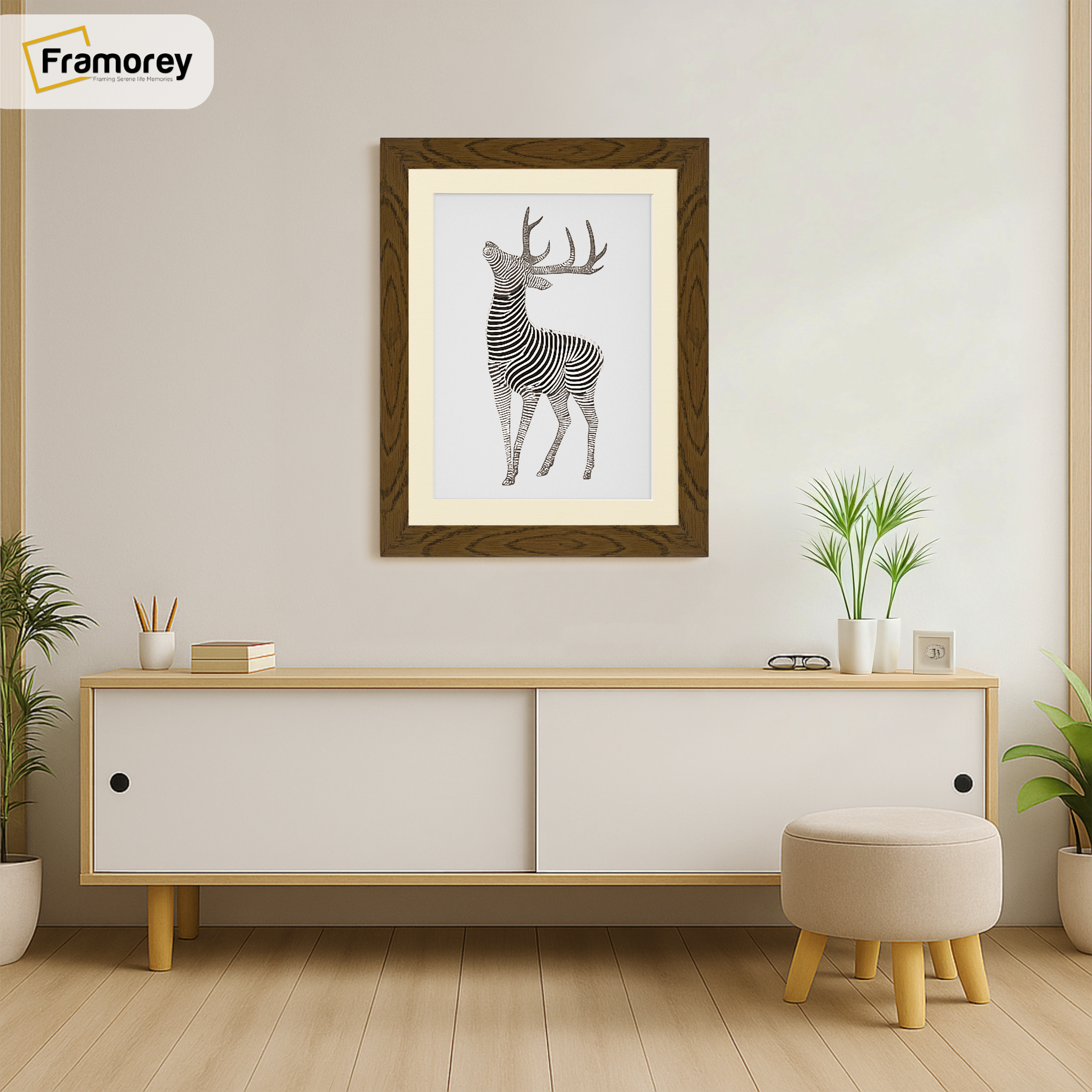 Dark Oak Picture Frame With Ivory Mount