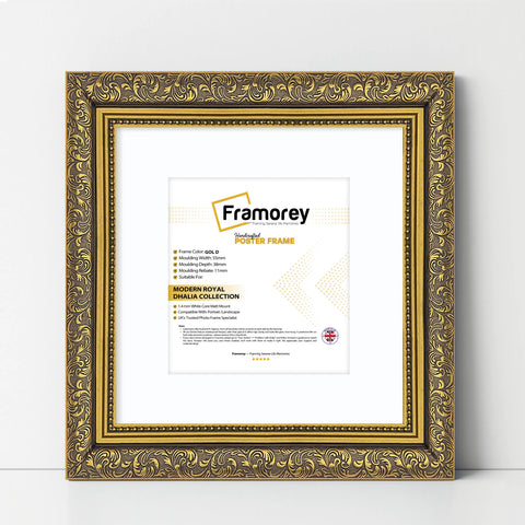 Square Photo Frame Dahlia Gold Picture Frame With White Mount