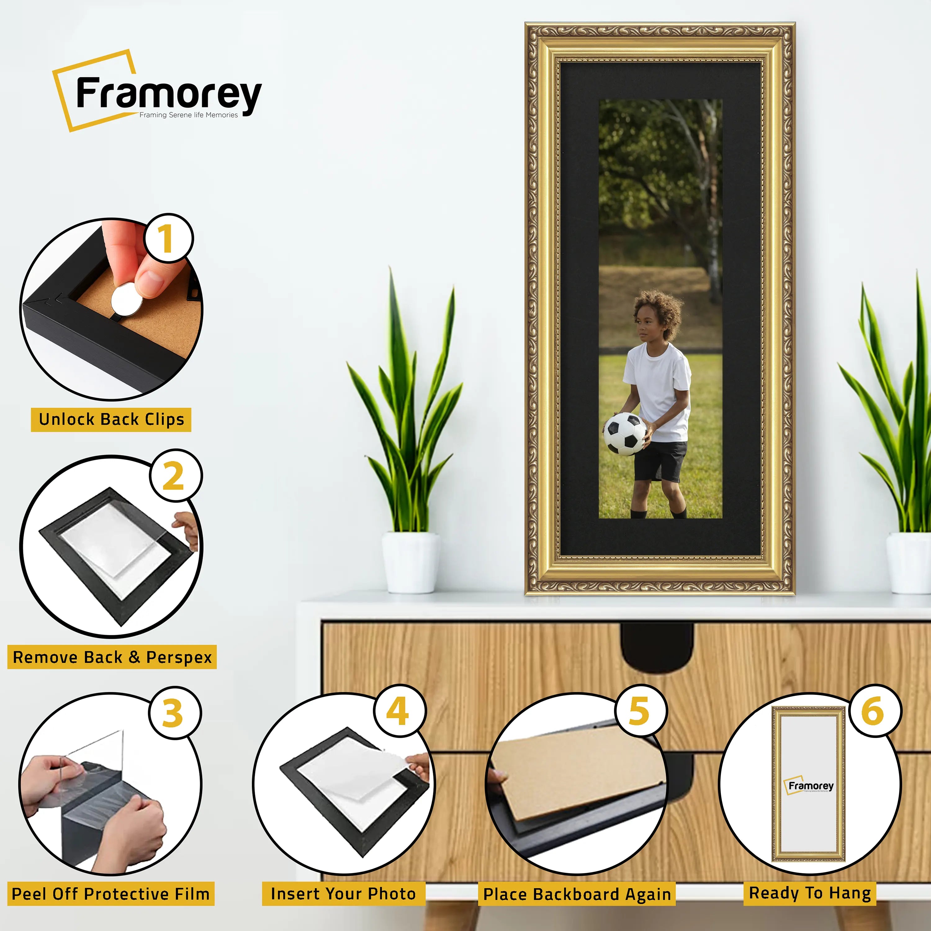 Panoramic Gold Picture Frame Shabby Wall Frames With Black Mount