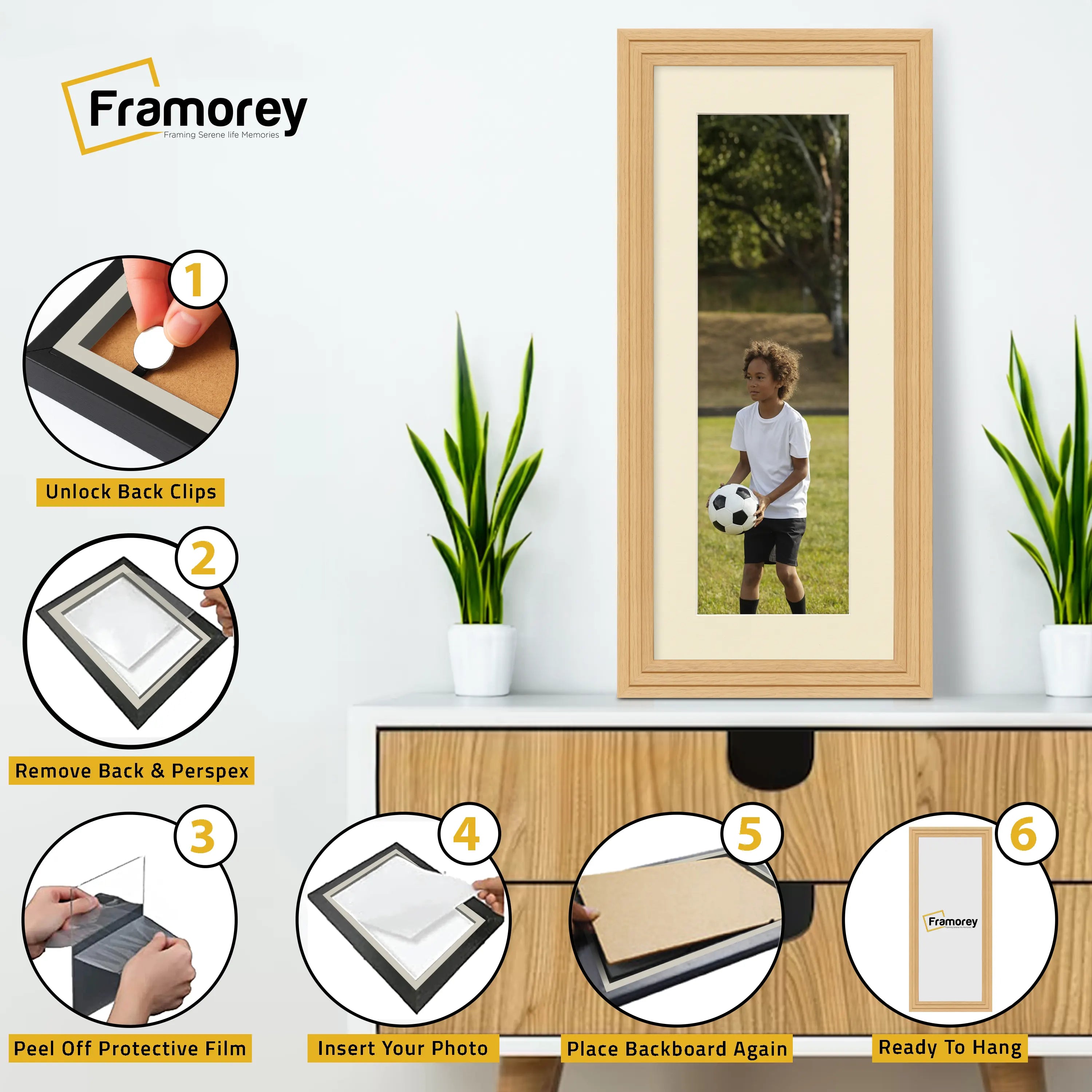 Panoramic Step Style Oak Photo Frame With Ivory  Mount