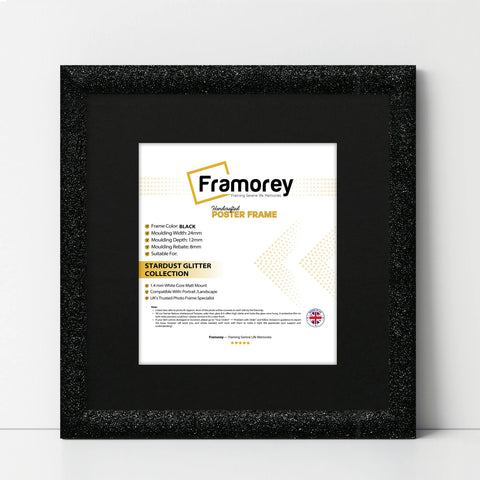Square Picture Frame Black Glitter Sparkle Photo Frames With Black Mount