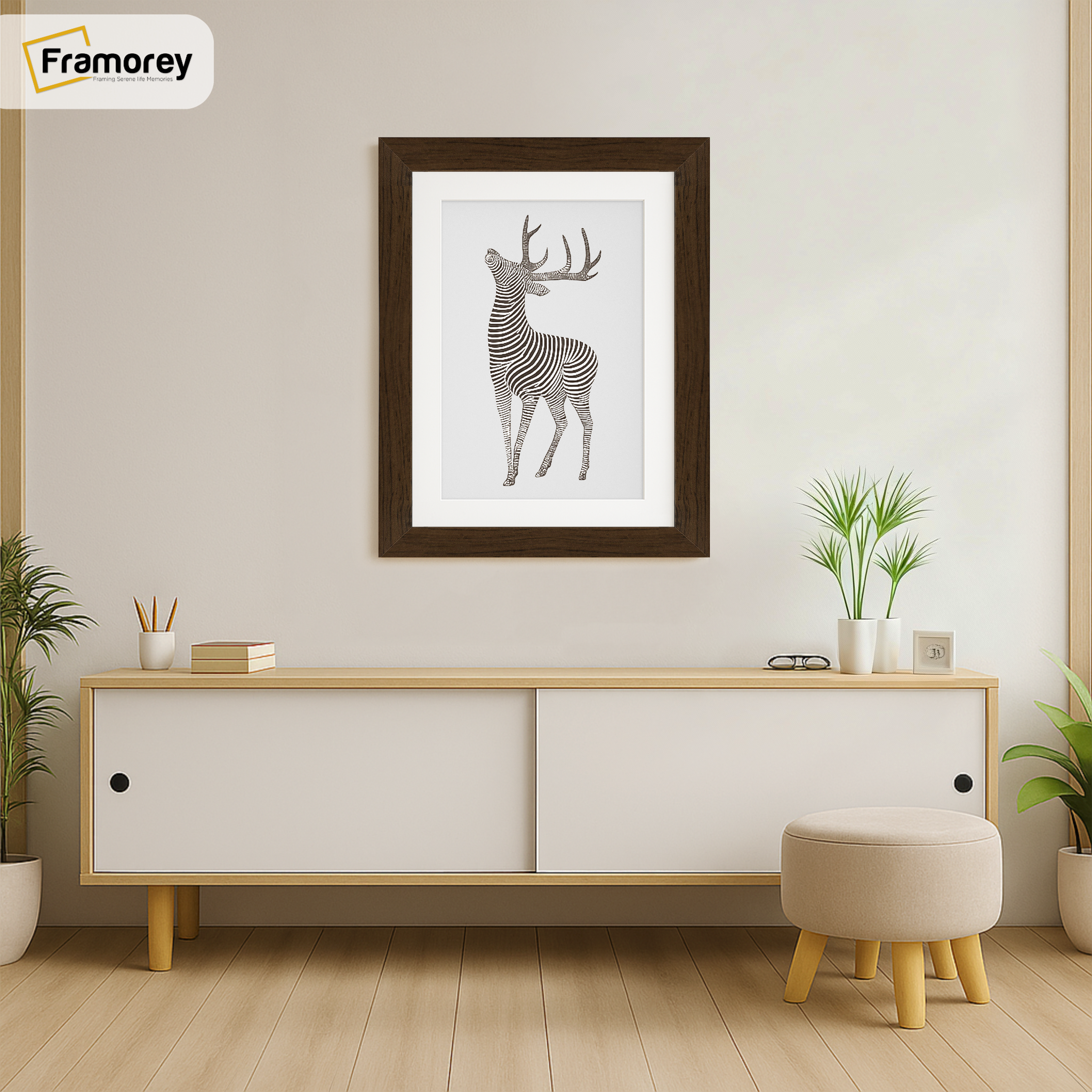 Walnut Picture Frame with White Mount