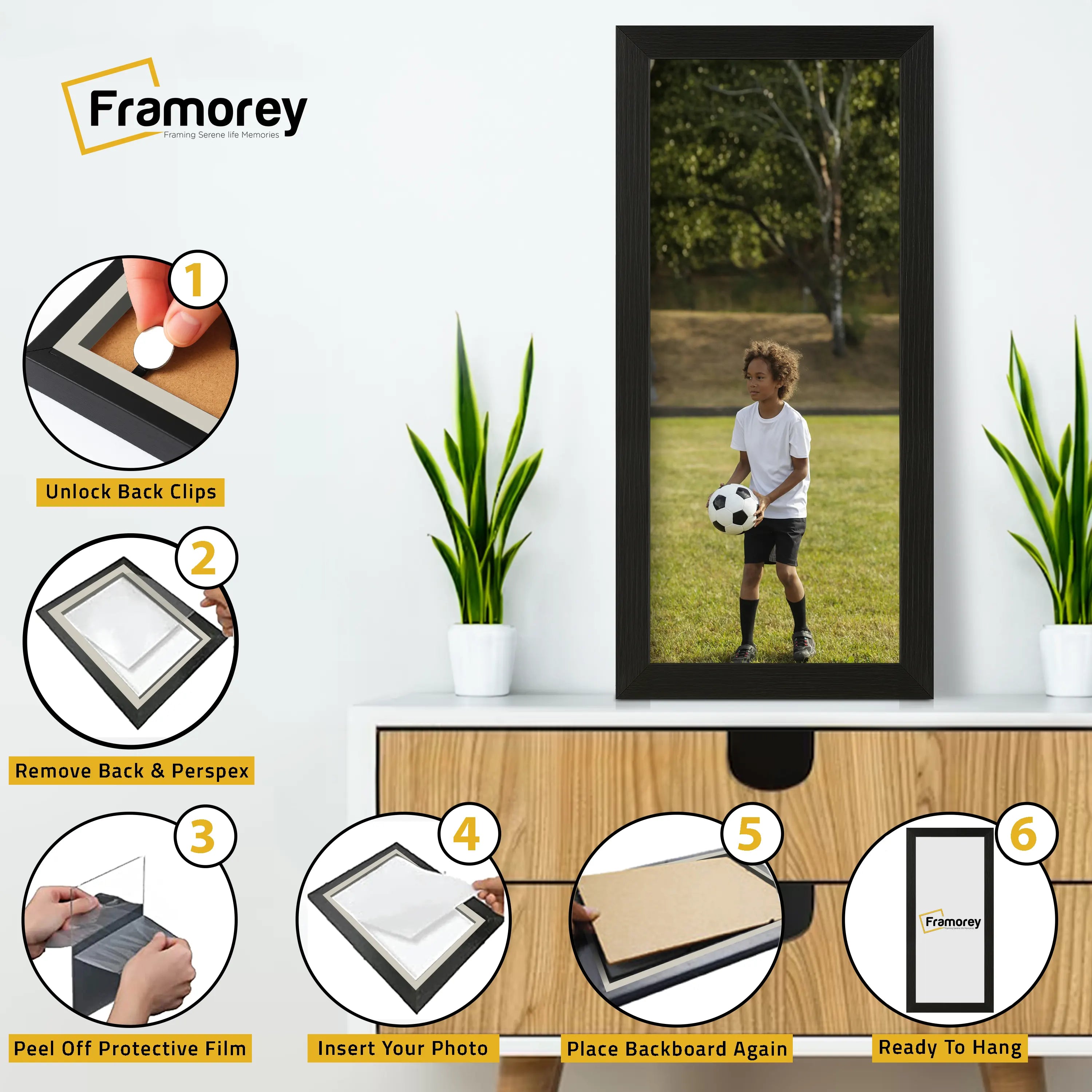 Flat Panoramic Black Picture Photo Frame Wall Art Poster Frame