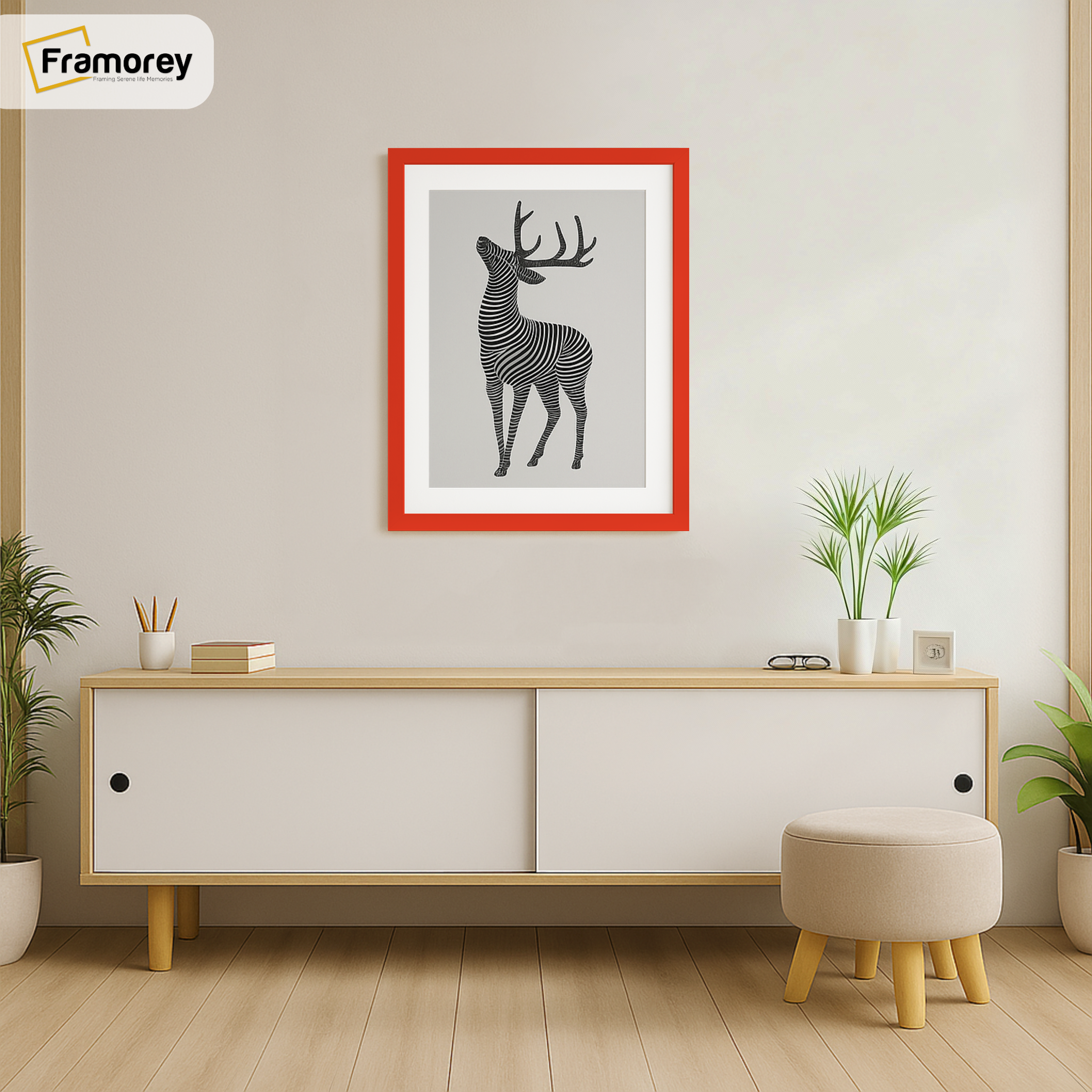 Thin Matt Red Picture Frame With White Mount