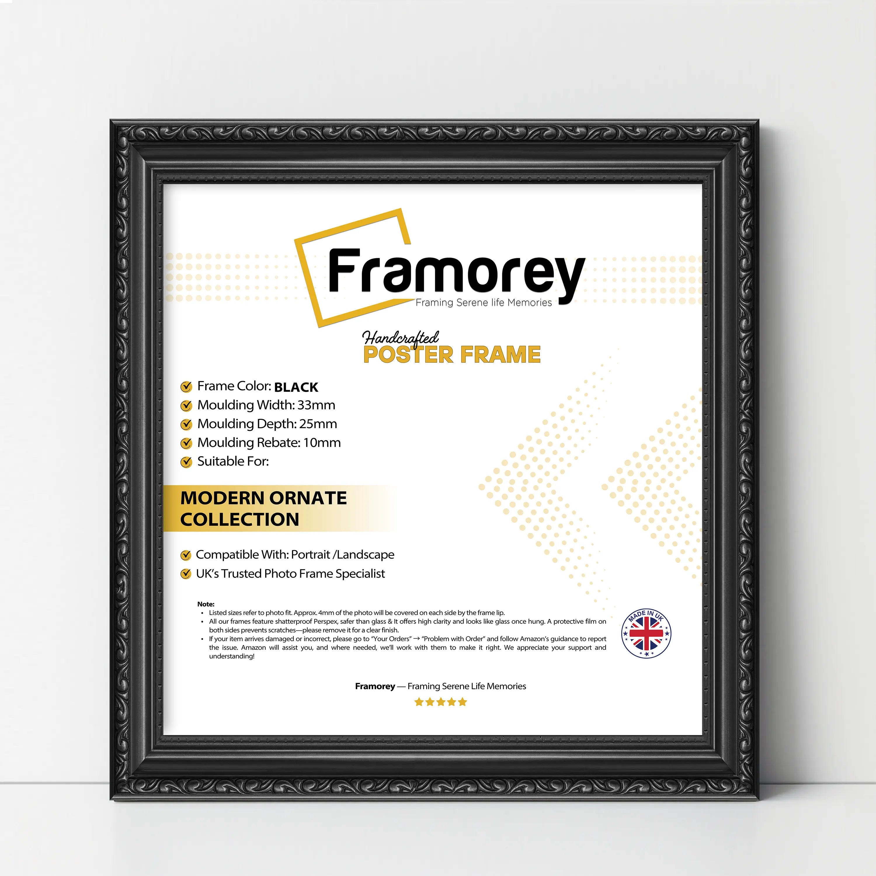 Square Size Black Shabby Picture Frame Photo Frames