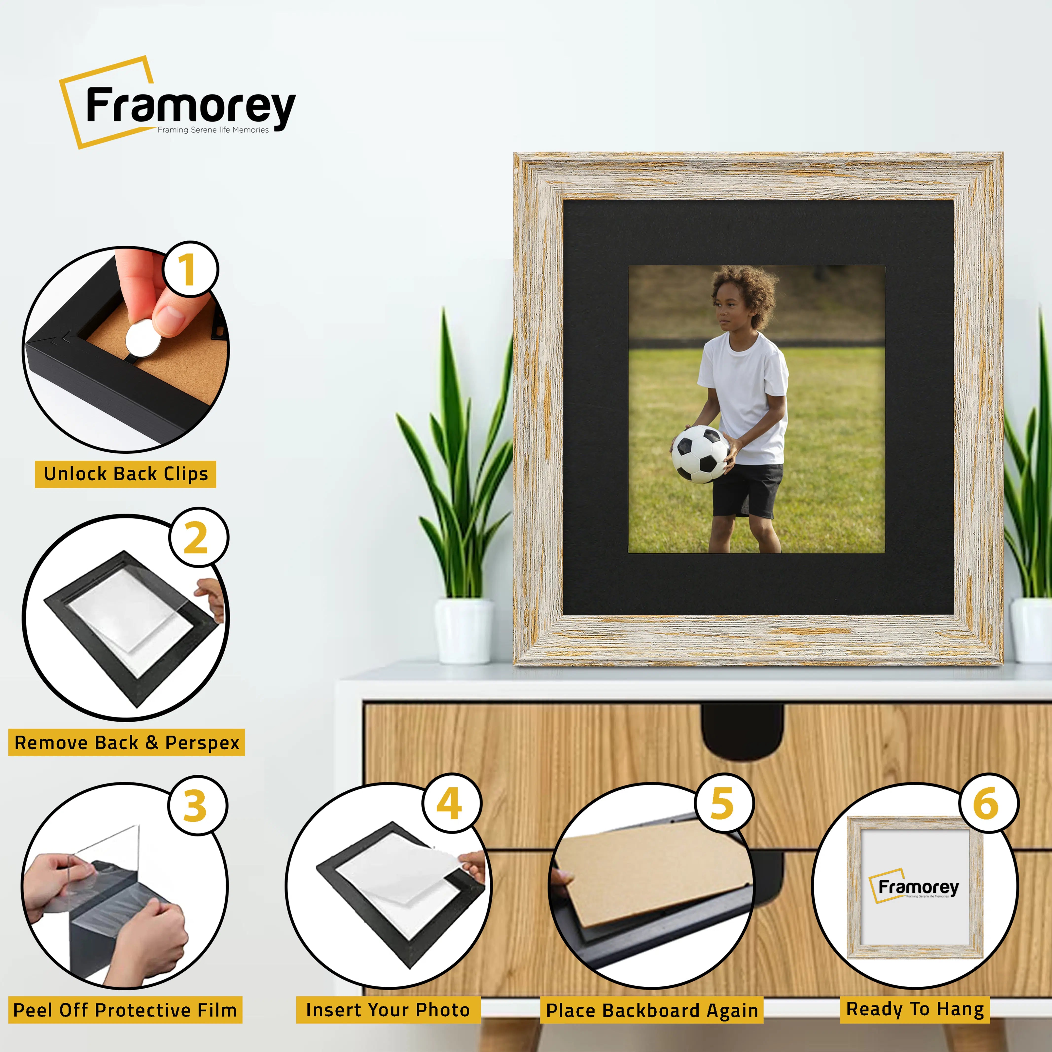 Square Size White Picture Frame Vintage Distressed Photo Frames With Black Mount