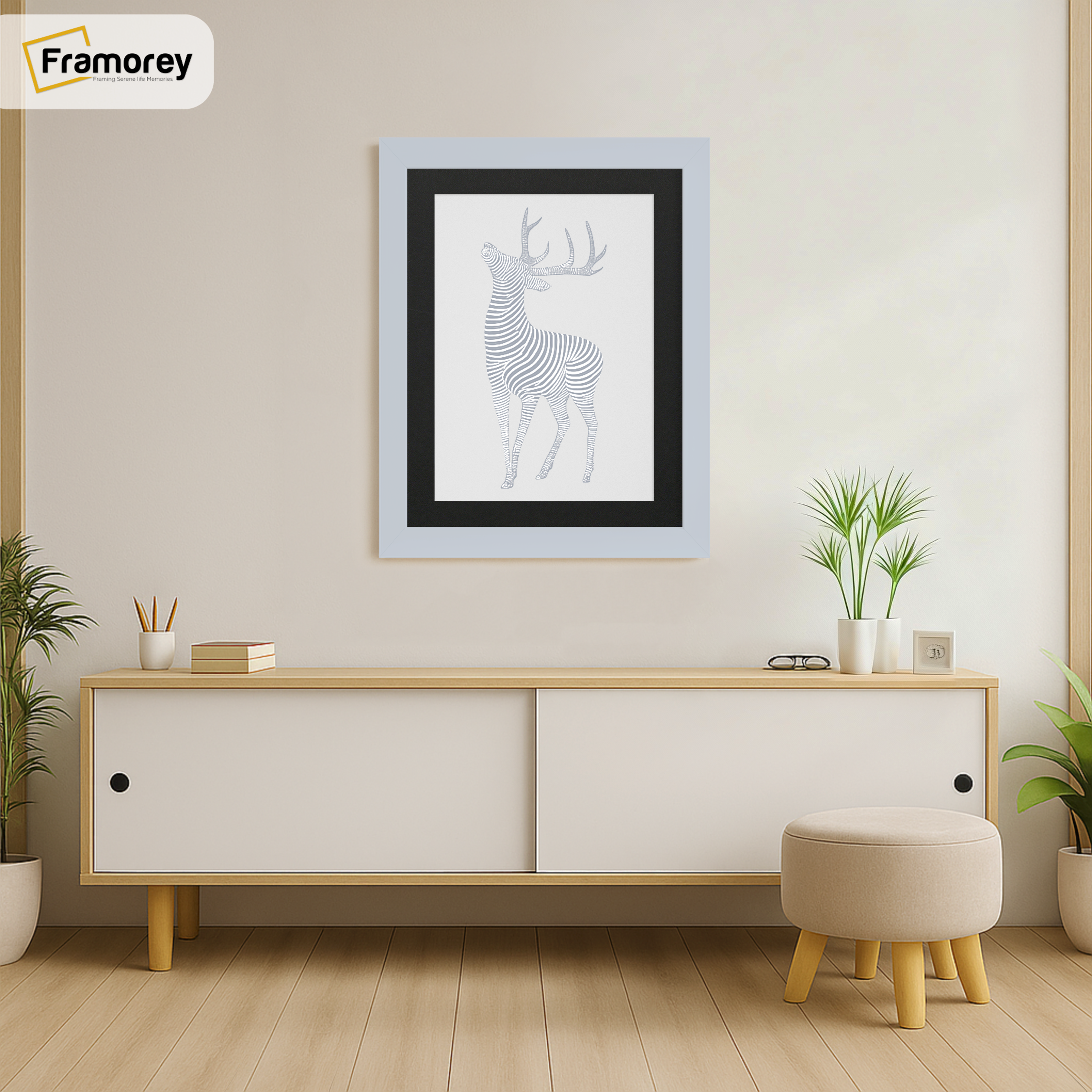 Light Grey Picture Frame with Black Mount