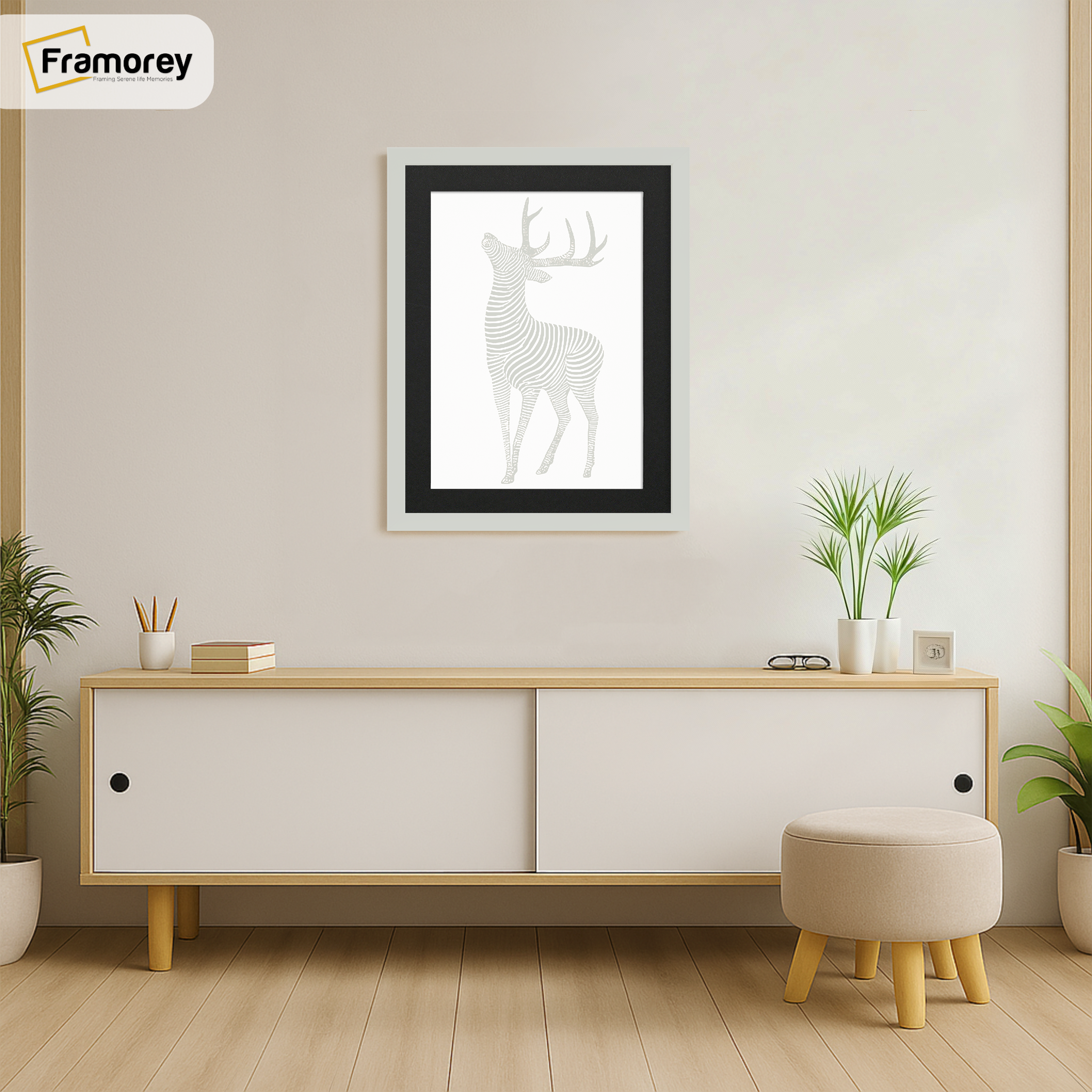 Thin Matt Silver Picture Frame With Black Mount