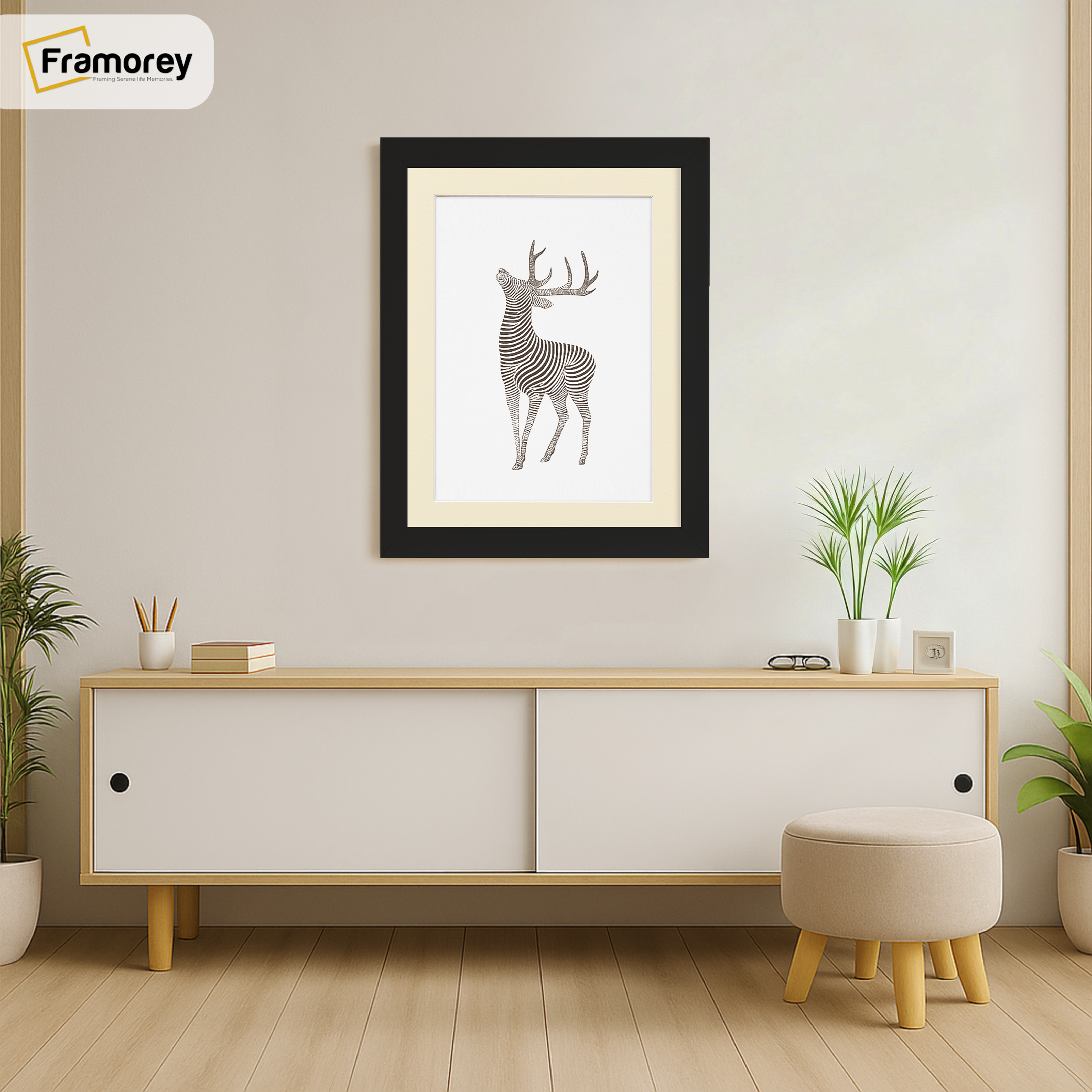 Matt Black Picture Frame With Ivory Mount