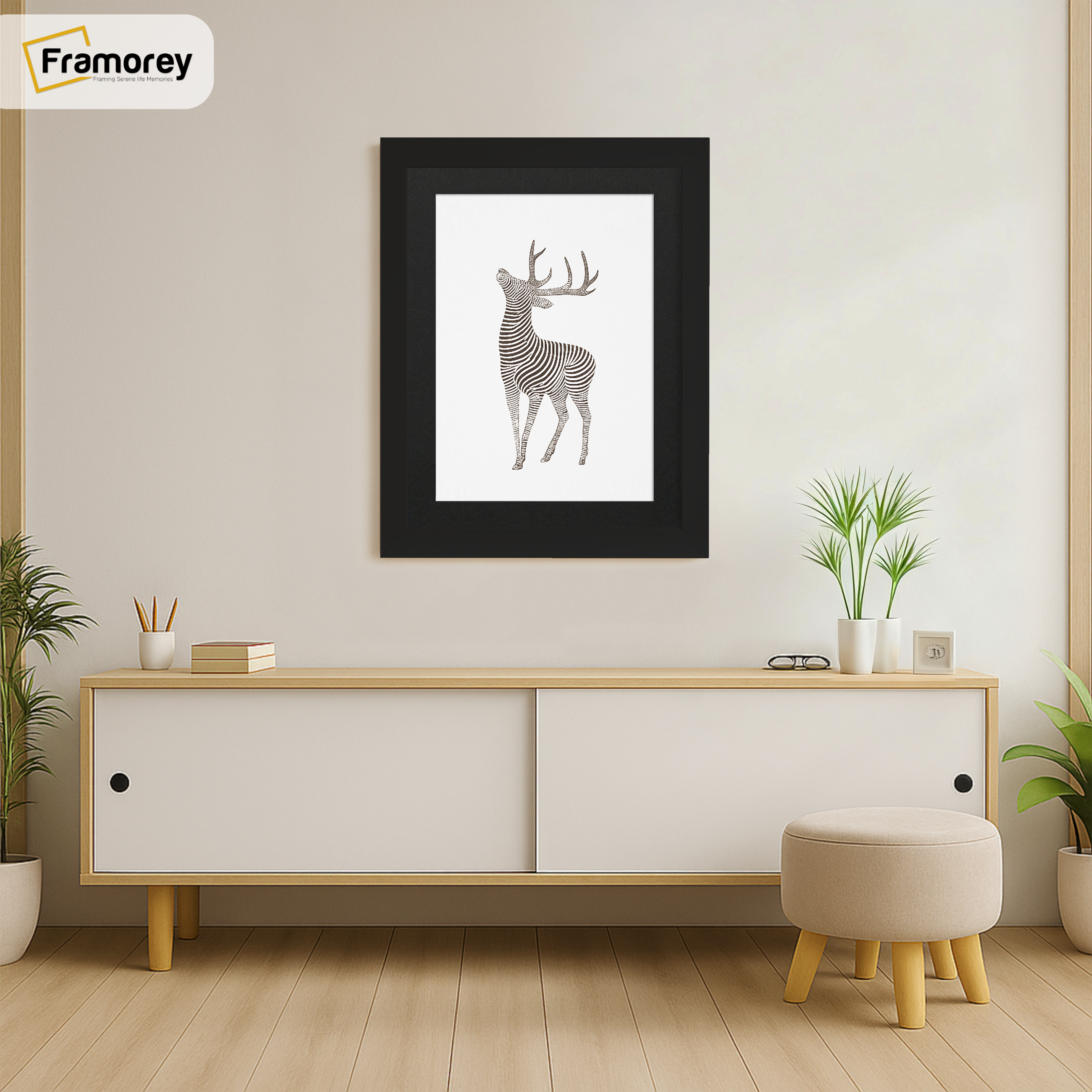 Matt Black Picture Frame with Black Mount