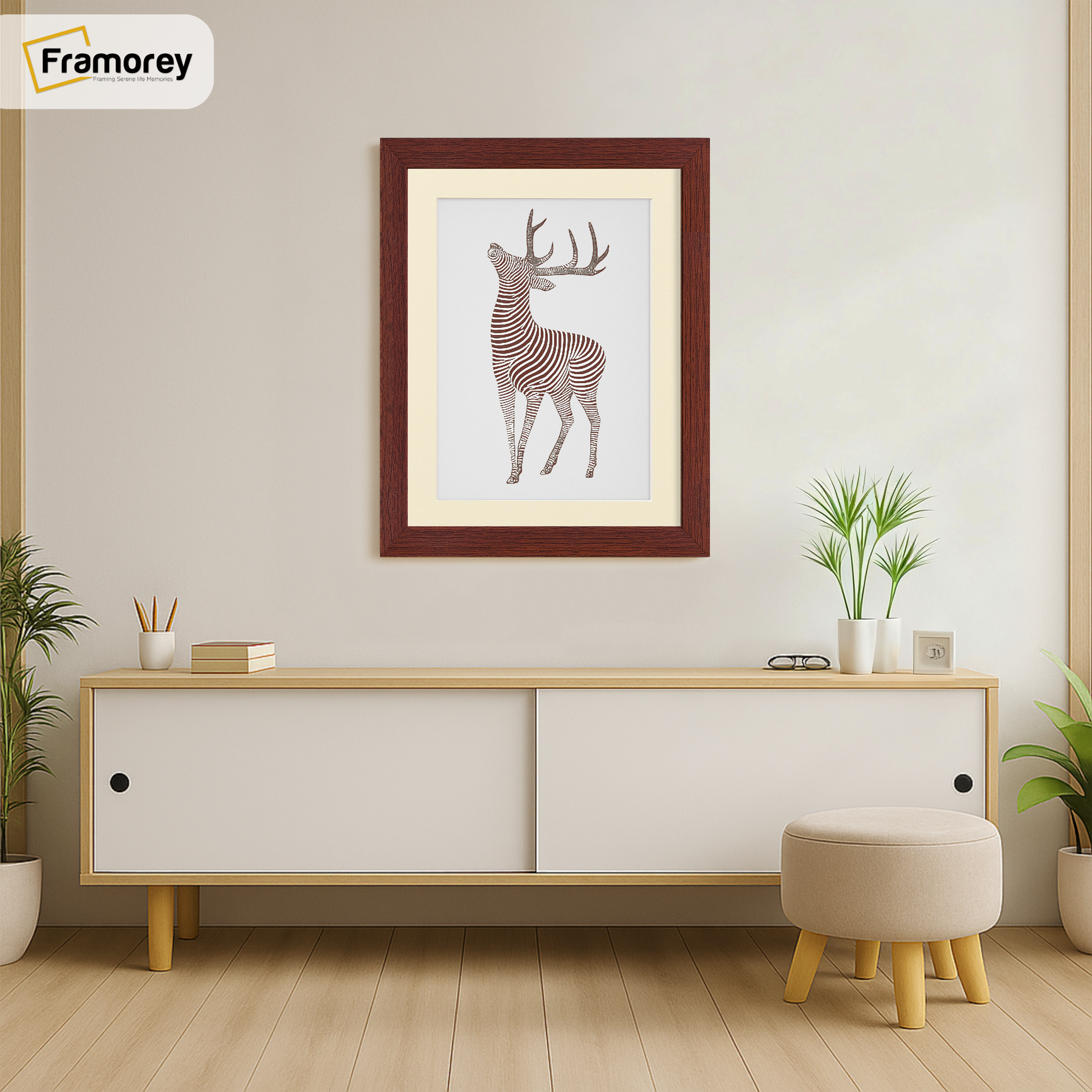 Mahogany Picture Frame With Ivory Mount