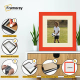Square Size Red Picture Frame With Ivory Mount