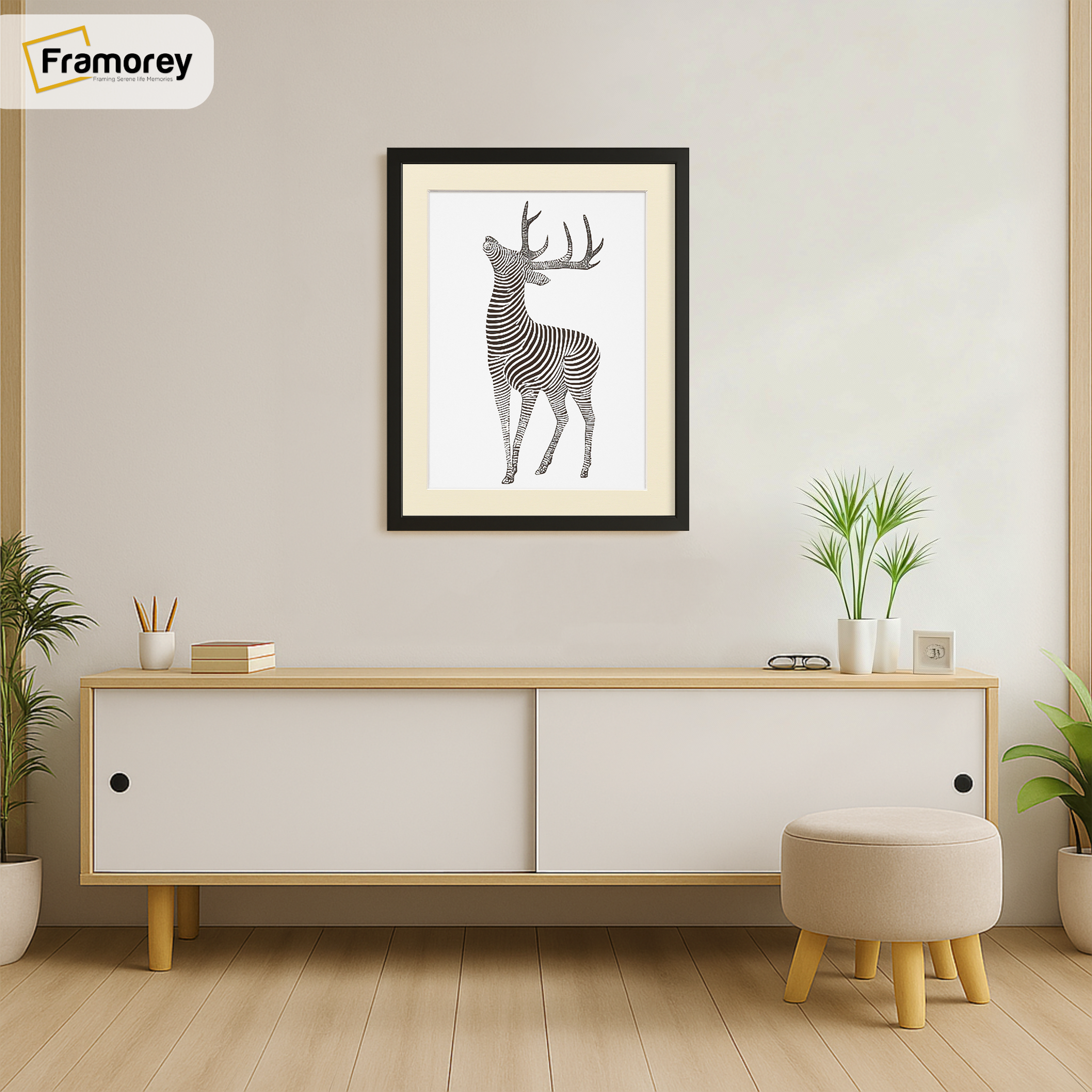 Thin Matt Black Picture Frames With Ivory Mount