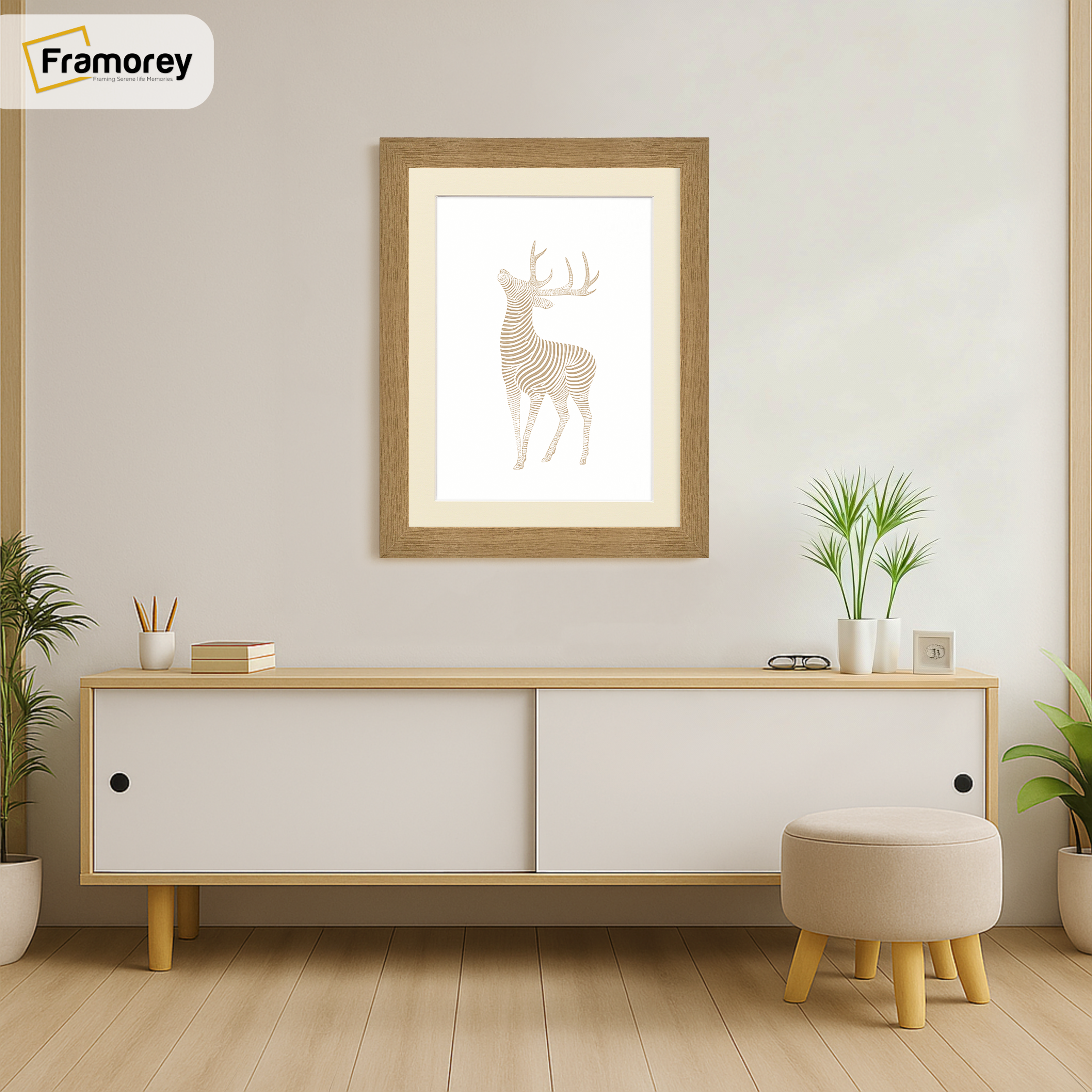 Oak Picture Frame With Ivory Mount