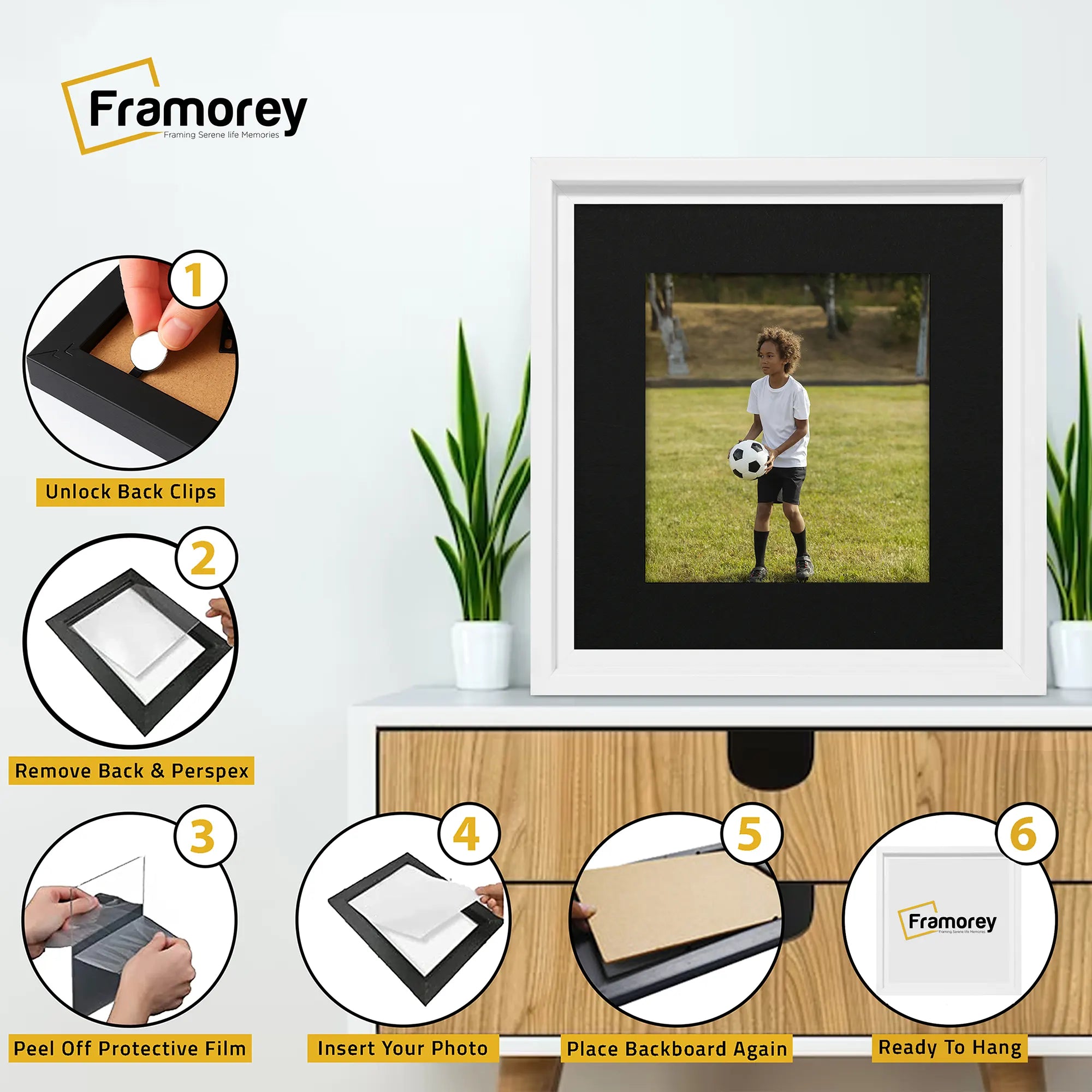 Square Size White Oslo Photo Frames Wall Art Frames With Black Mount