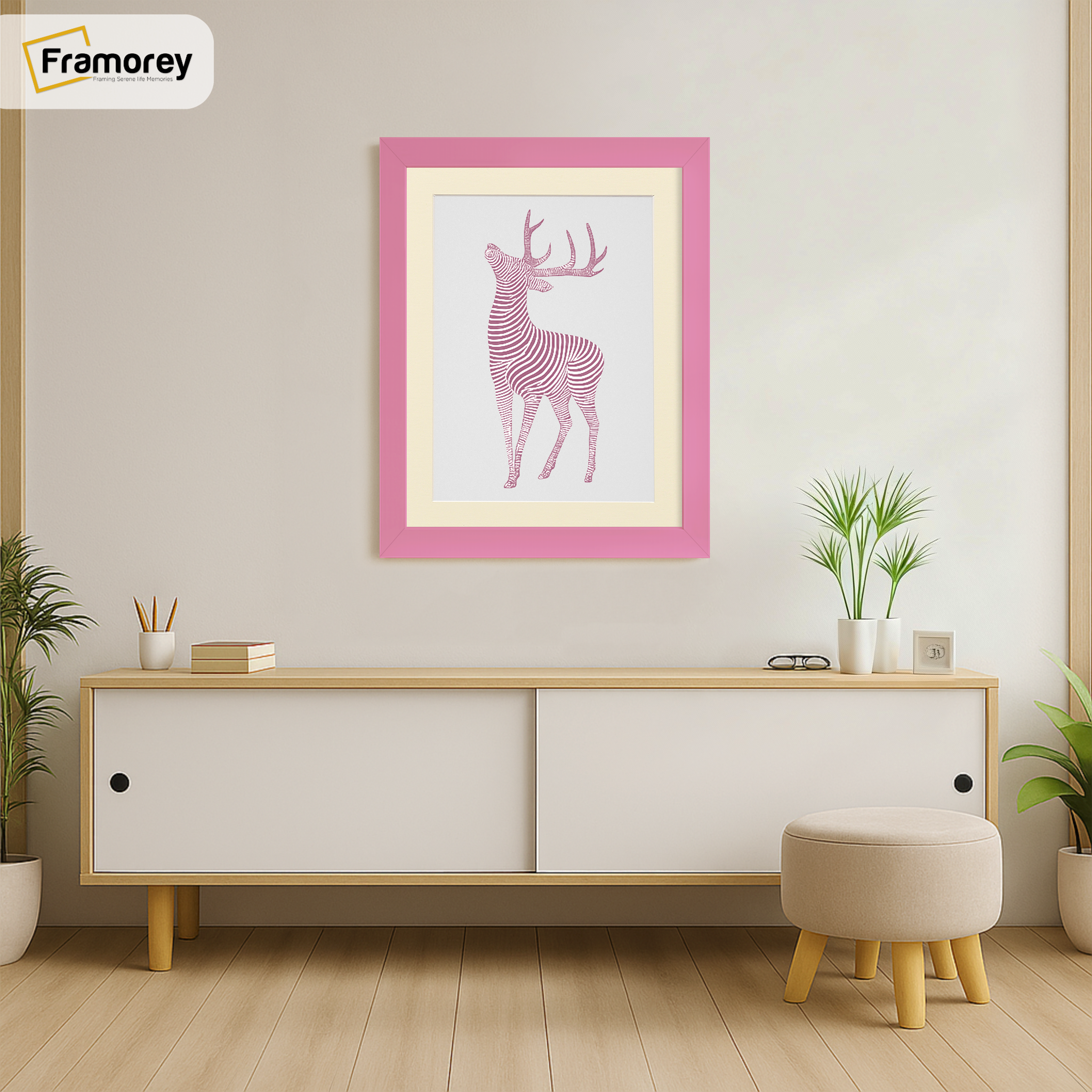 Pink Picture Frame With Ivory Mount