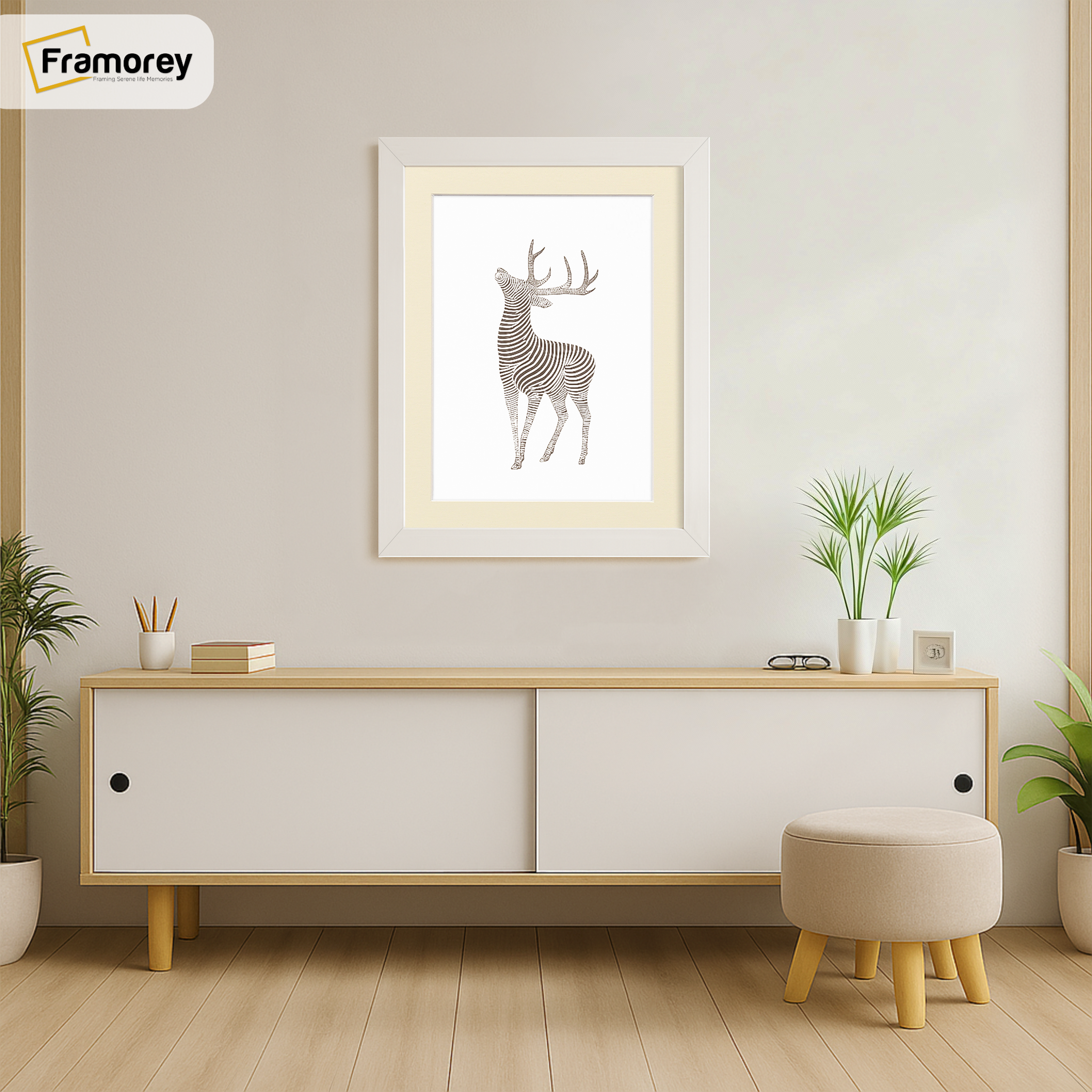 White Picture Frame With Ivory Mount