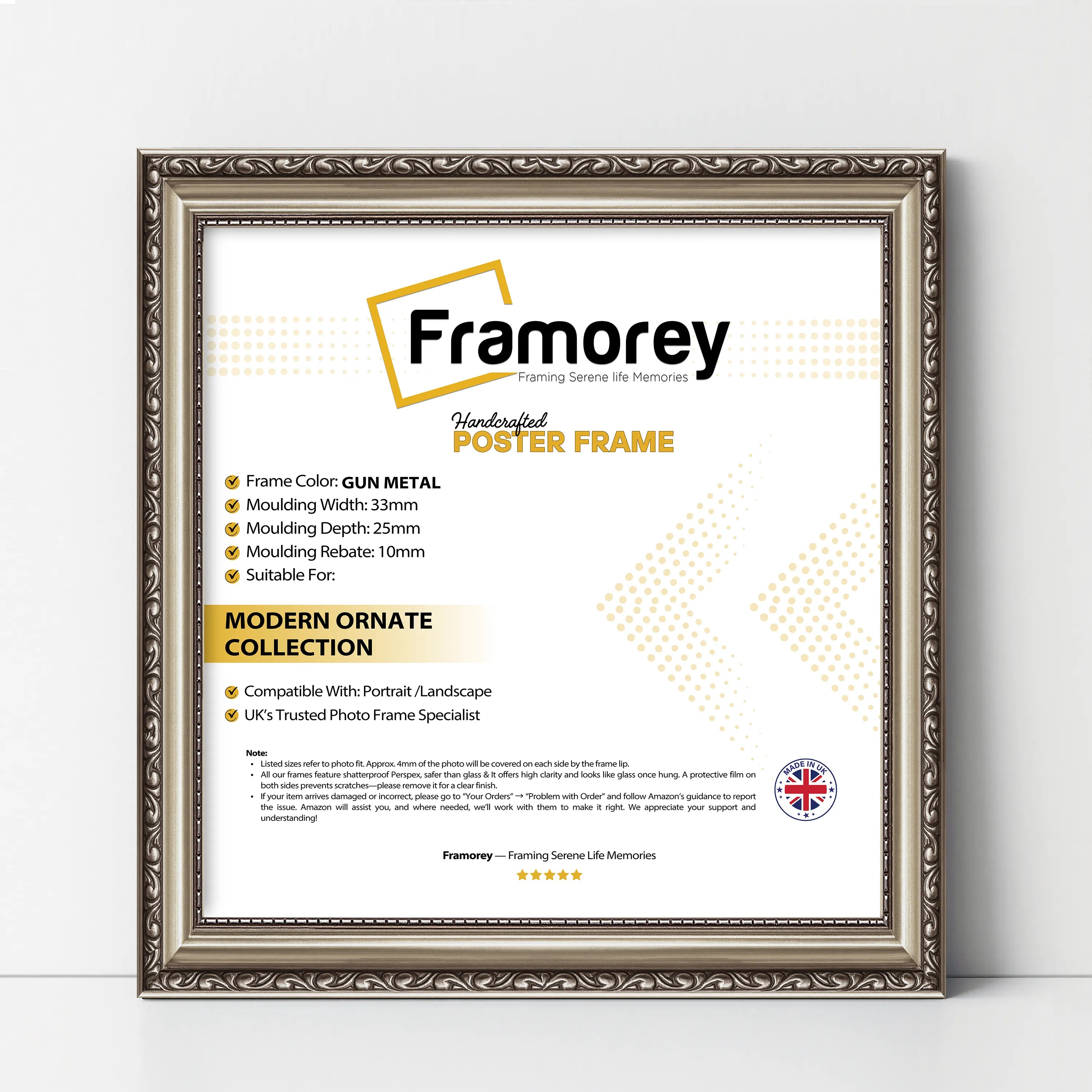 Square Size Gun Metal Shabby Picture Frame Photo Frames