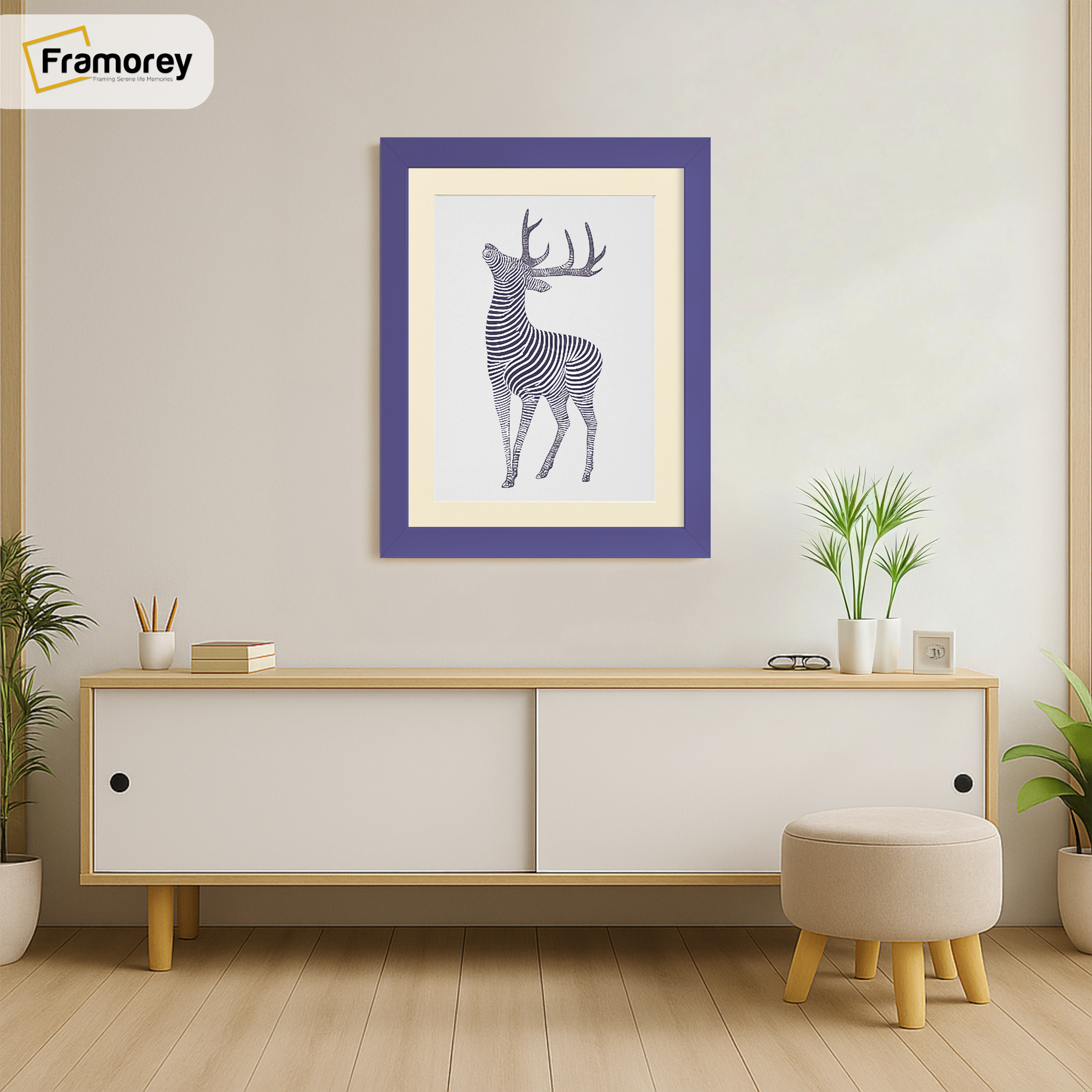 Purple Picture Frame With Ivory Mount