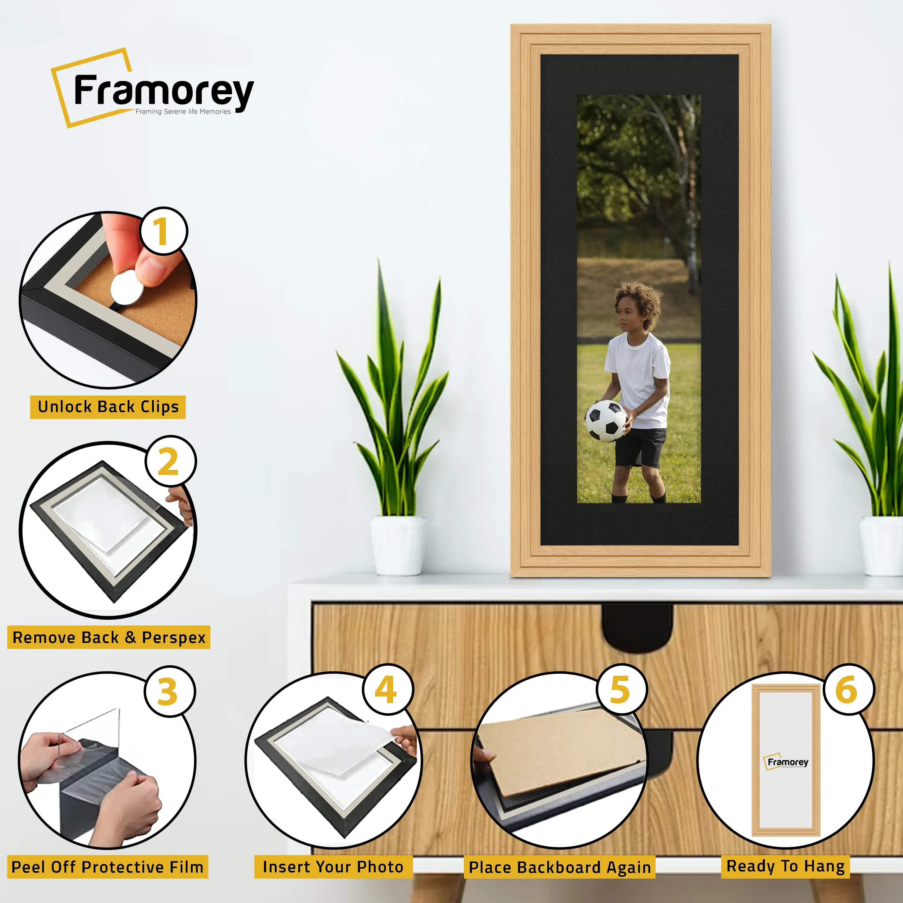 Panoramic Step Style Oak Photo Frame With Black Mount