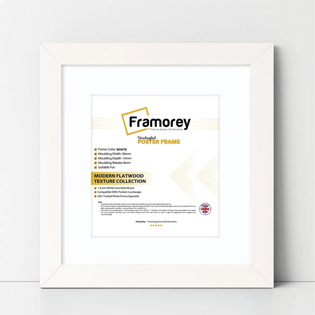 Square Size White Picture Frame With White Mount