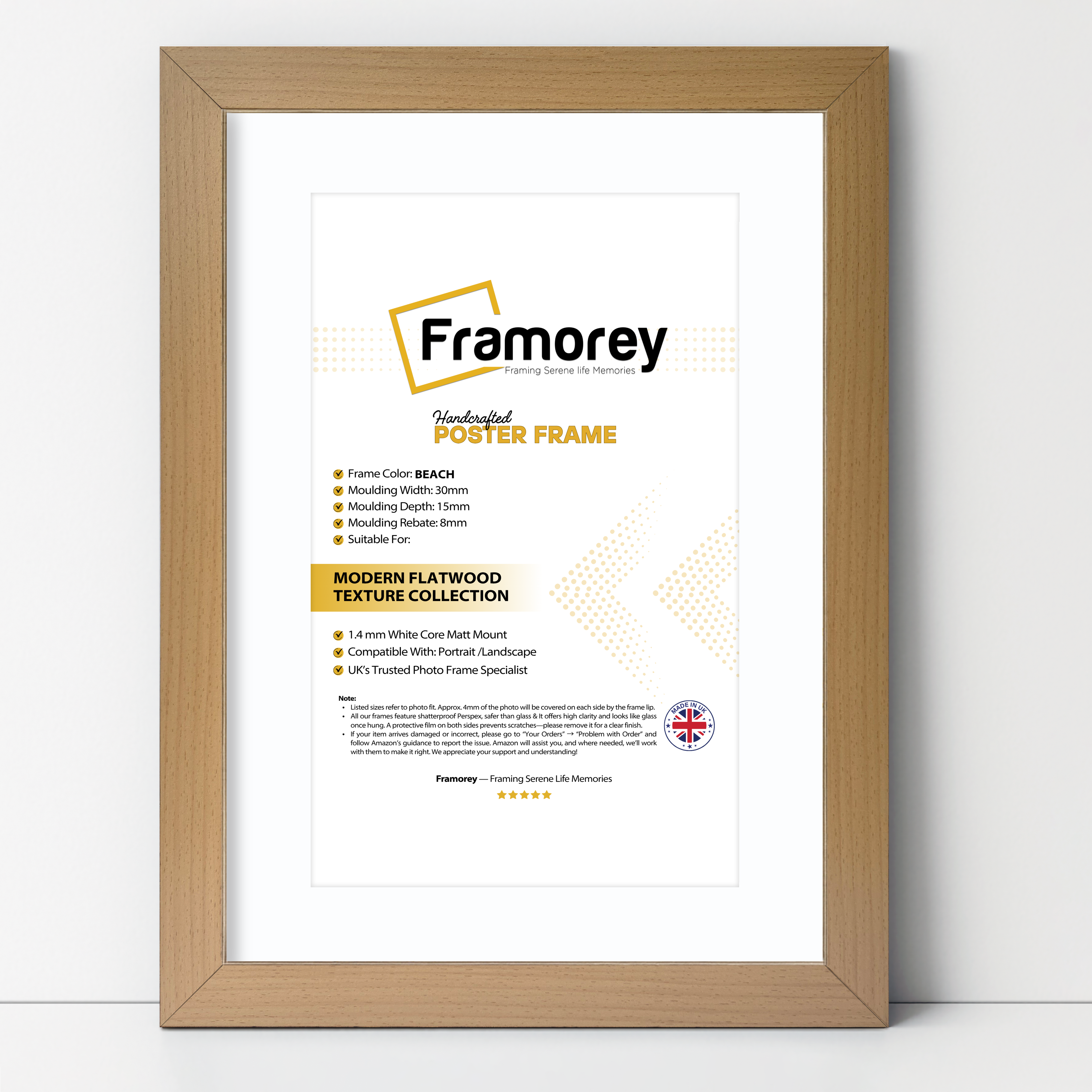 Beech Picture Frame With White Mount