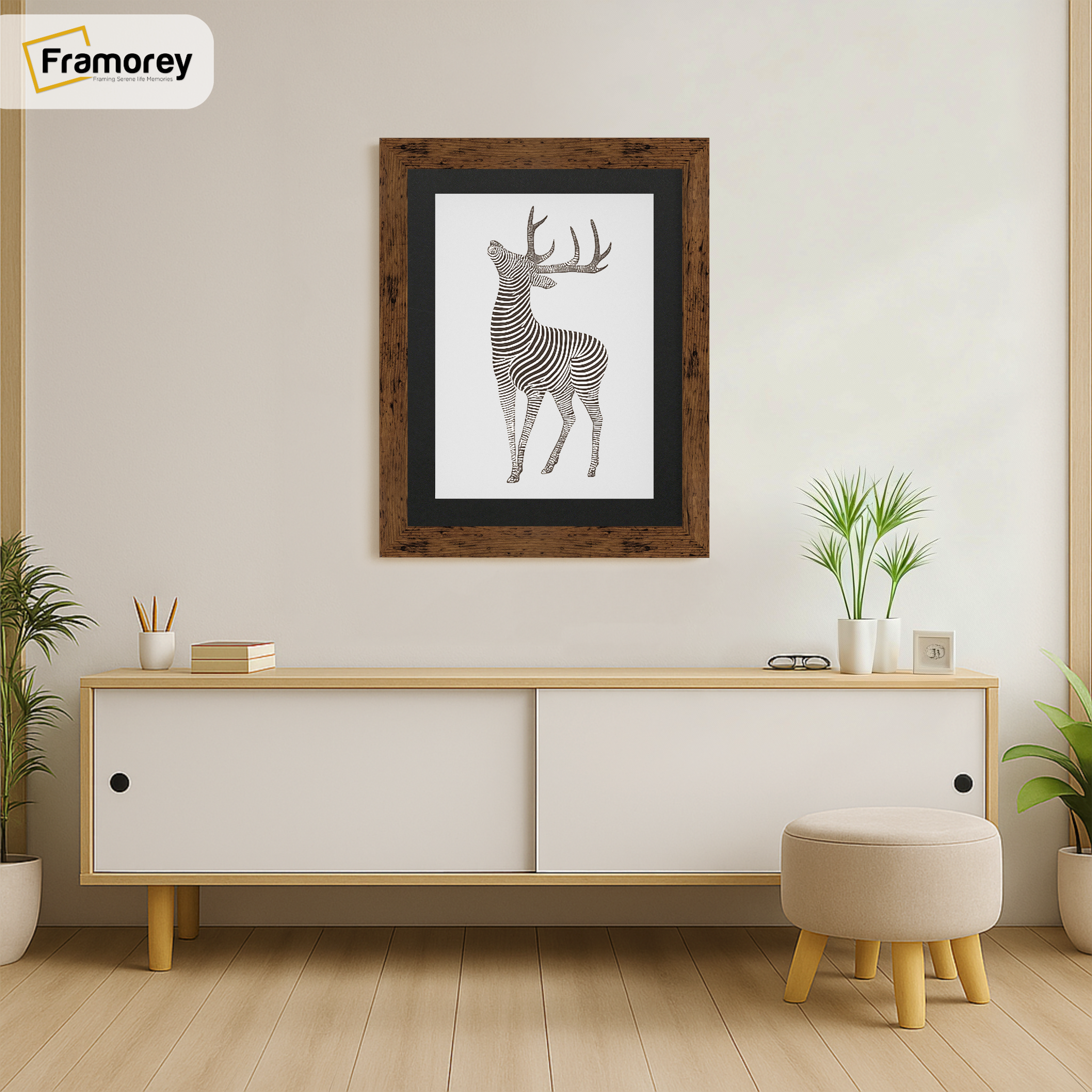 Rustic Oak Picture Frame With Black Mount