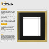 Square Size Gold Thin Matt  Photo Frames With Black Mount